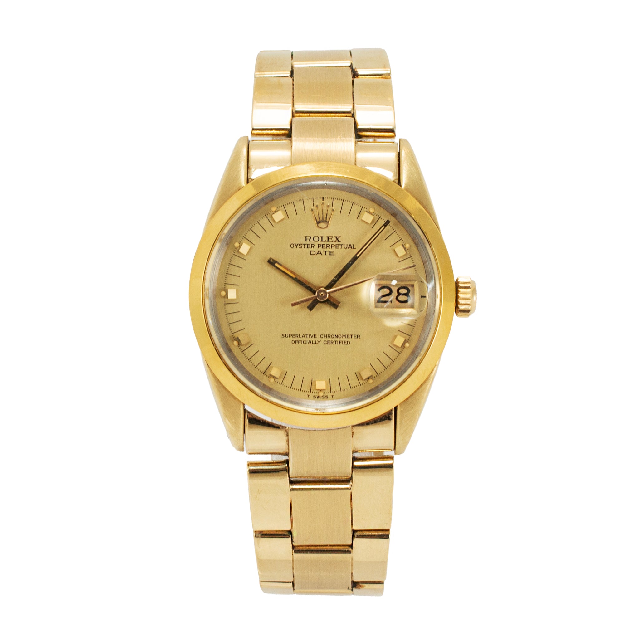 Vintage Rolex Oyster Perpetual Date 34MM 15505 Door Stop Gold Plated Steel Watch