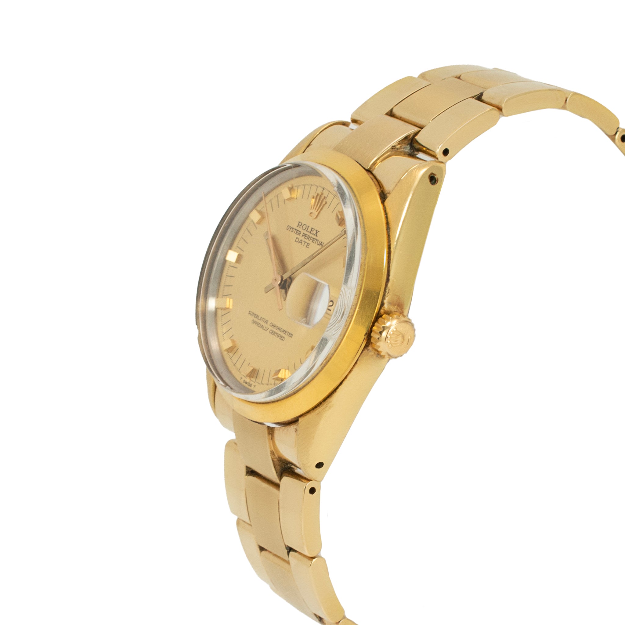 Vintage Rolex Oyster Perpetual Date 34MM 15505 Door Stop Gold Plated Steel Watch