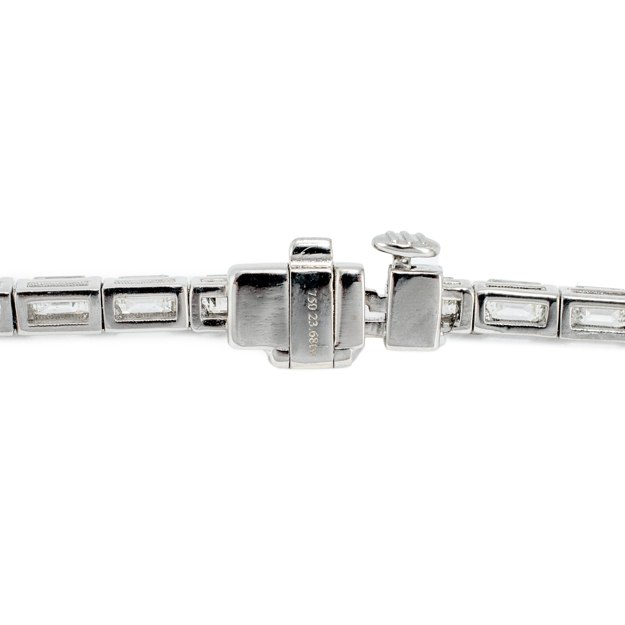 18K White Gold 23.68ct Baguette Marquee Tennis Graduated Red Carpet Necklace