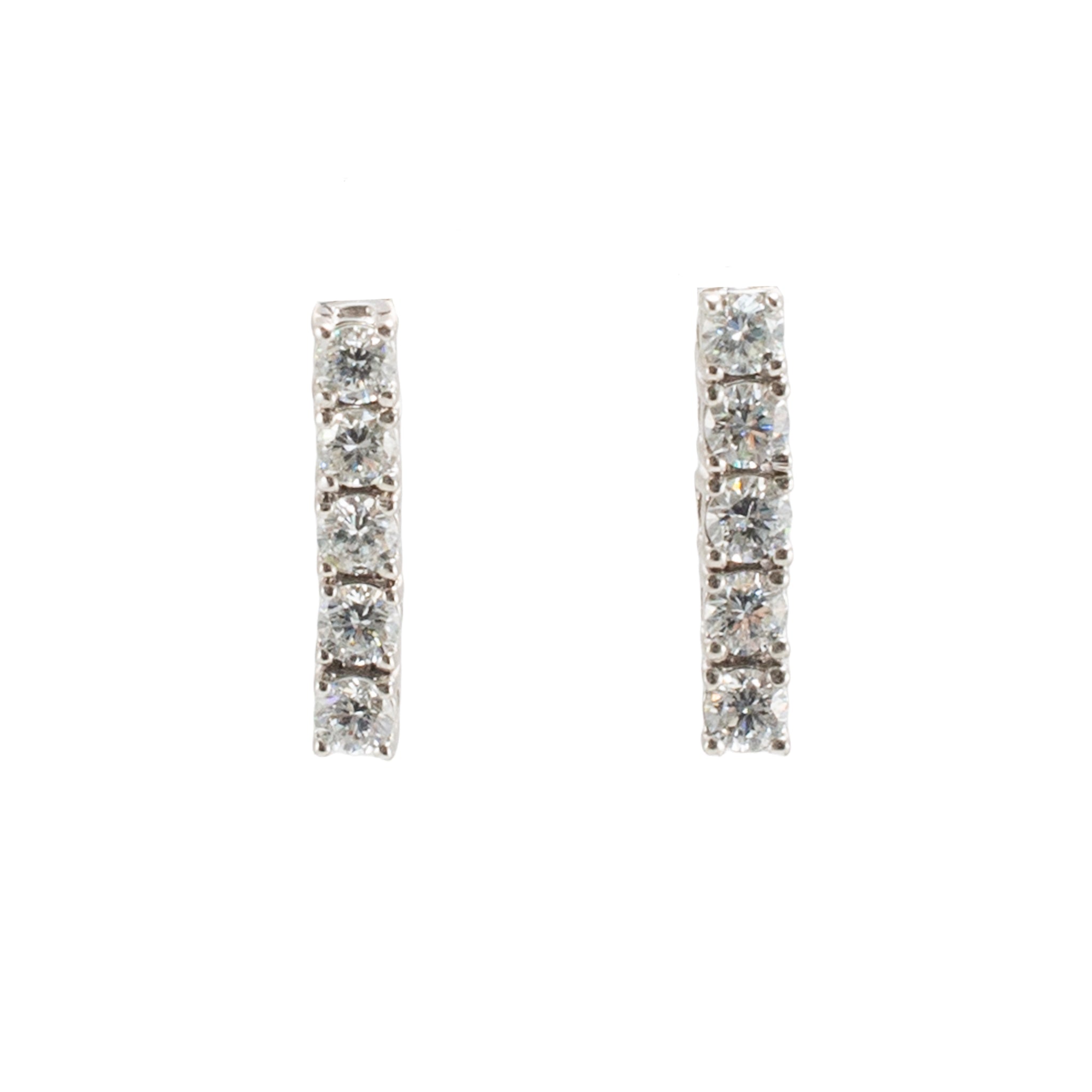 Ladies 14K White Gold 0.56ctw Lab Grown Round Diamond Dangle Drop Earrings