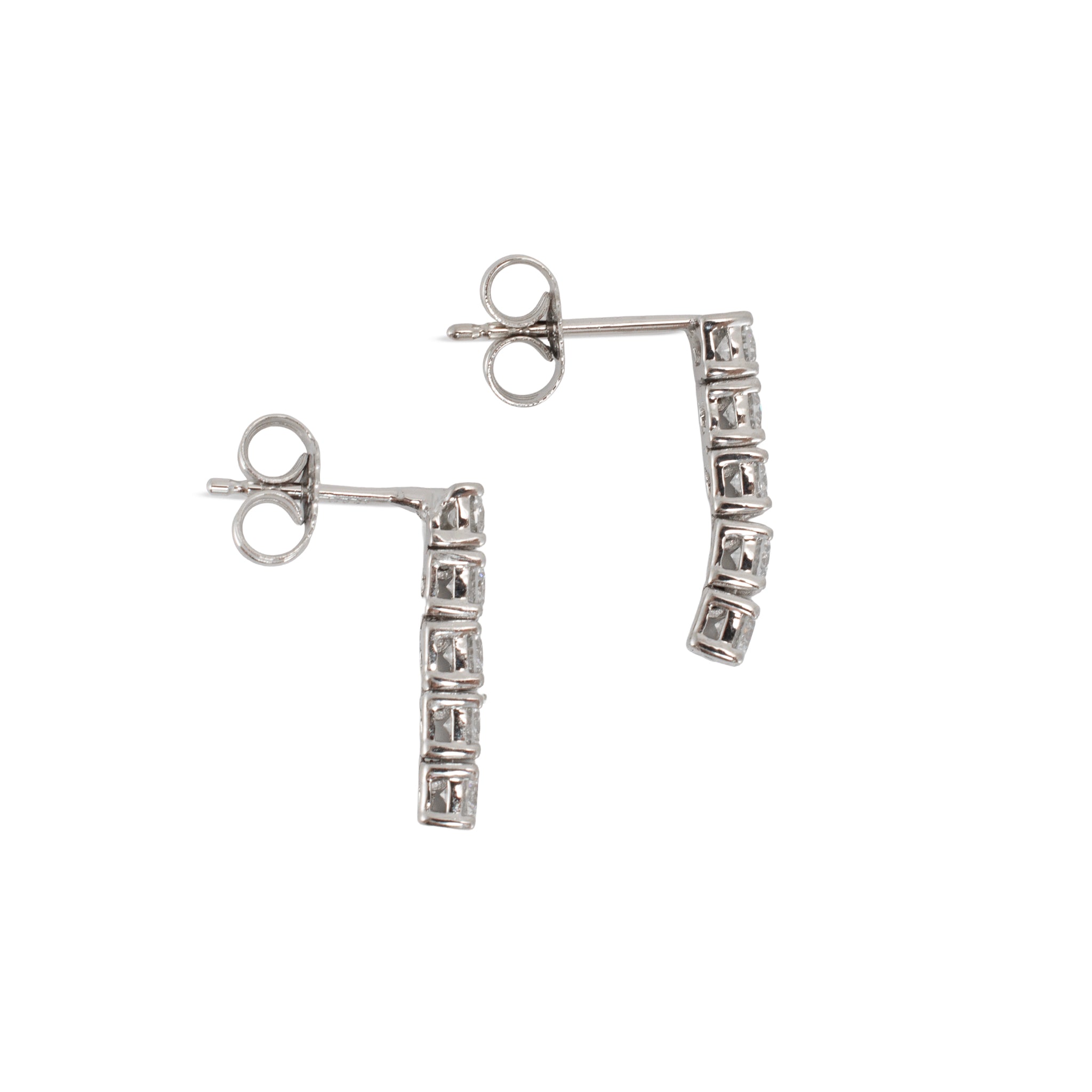 Ladies 14K White Gold 0.56ctw Lab Grown Round Diamond Dangle Drop Earrings