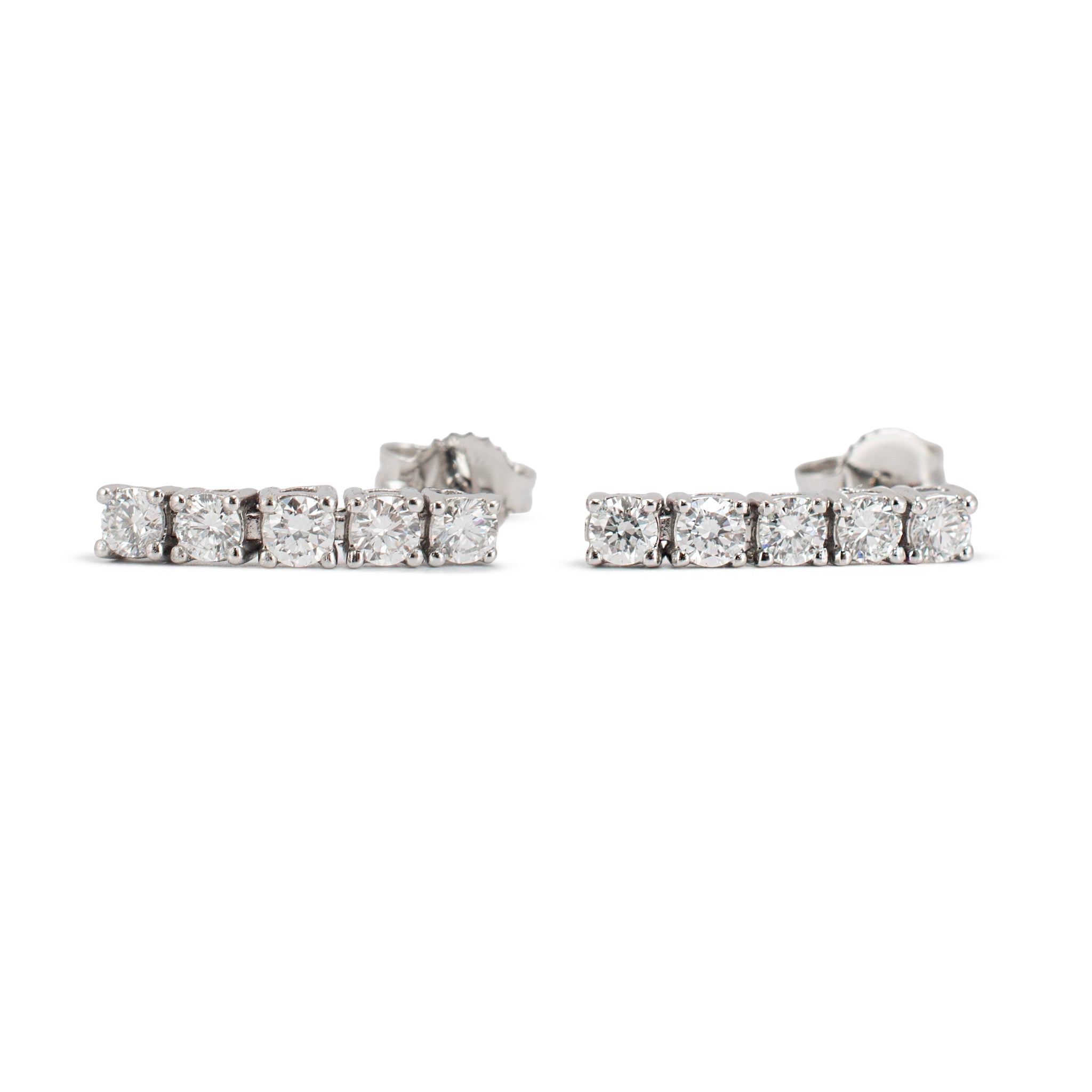 Ladies 14K White Gold 0.56ctw Lab Grown Round Diamond Dangle Drop Earrings