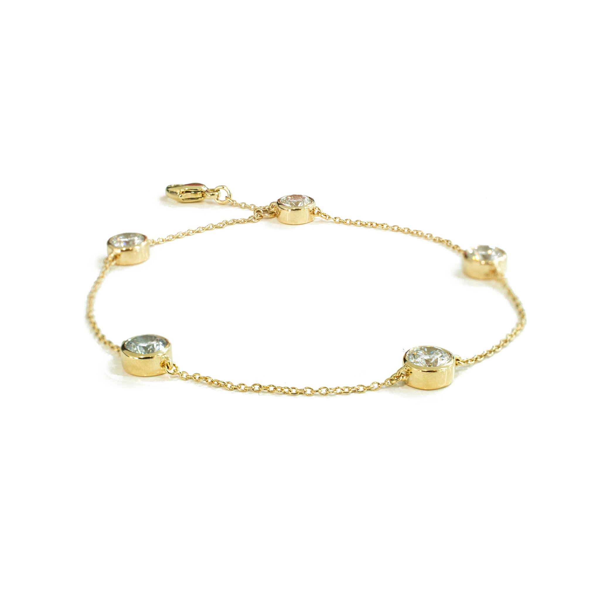 14K Yellow Gold 2.00ct Round Cut Lab Grown Diamond by the Yard Link Bracelet
