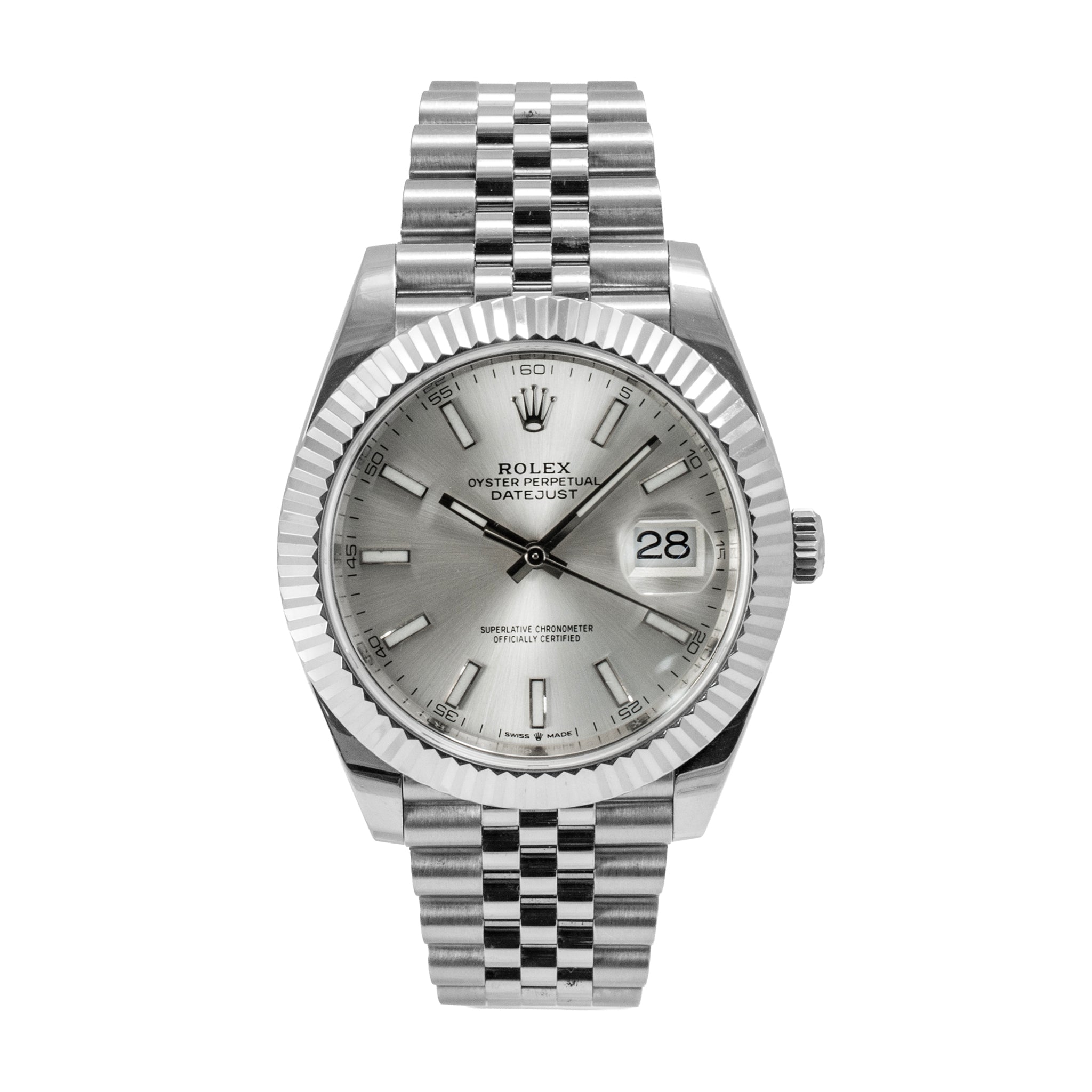 Rolex Datejust 41MM 126334 Silver Stick Fluted Jubilee Stainless Steel Watch