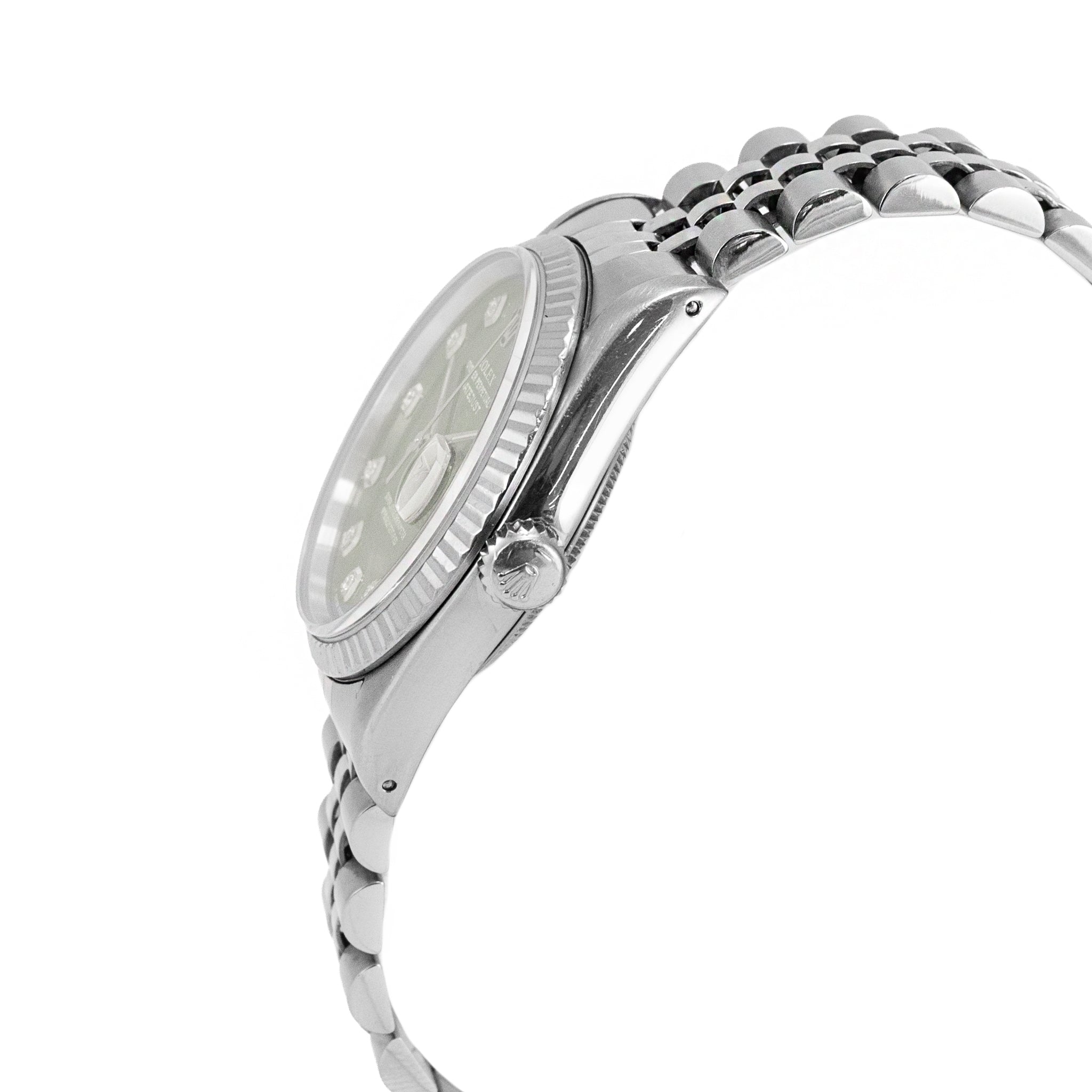 Rolex Datejust 36MM 16234 Green Diamond Dial Jubilee Fluted Steel Watch