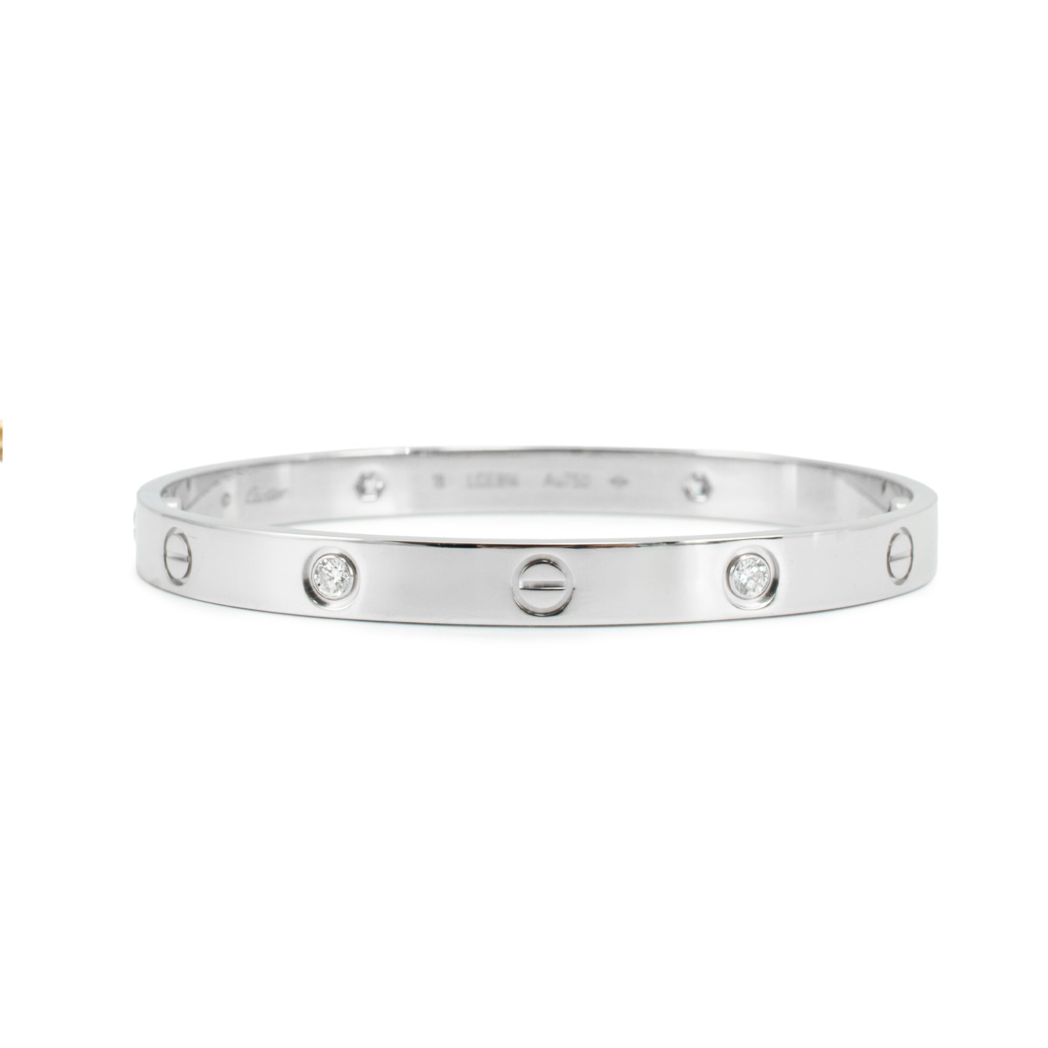 Cartier Love Classic Model 4 Diamonds 18K White Gold Iconic Bangle Bracelet