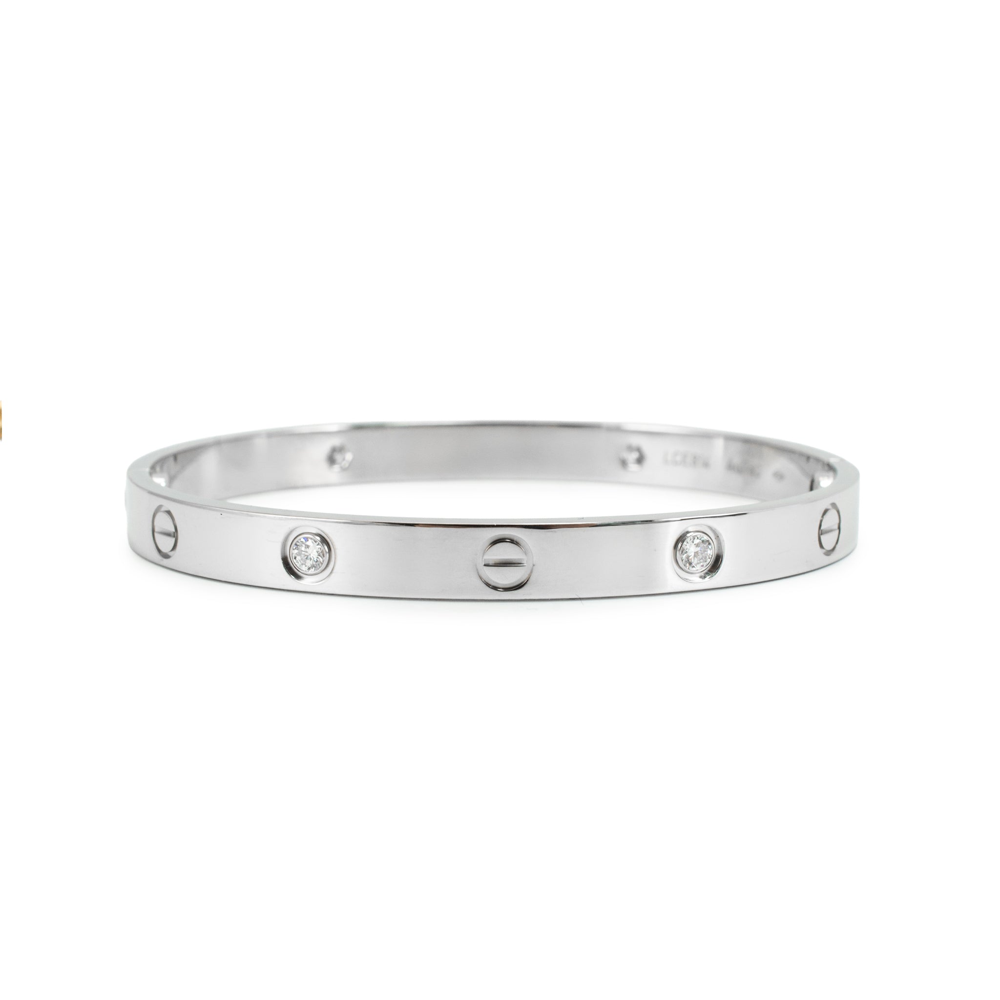 Cartier Love Classic Model 4 Diamonds 18K White Gold Iconic Bangle Bracelet