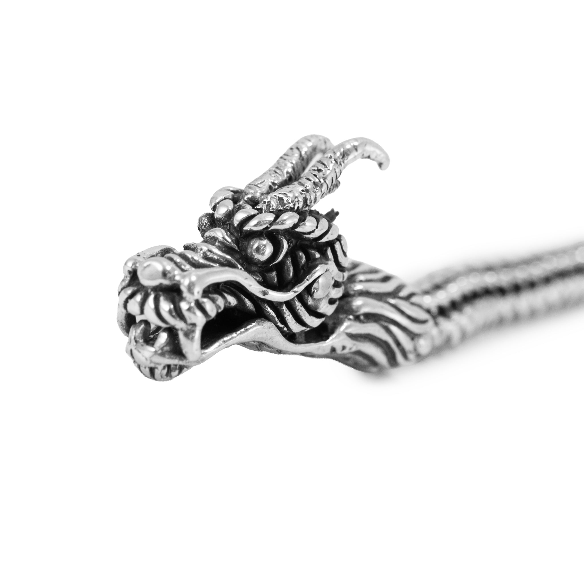 Men’s Vintage Double Dragon Head 925 Sterling Silver Wheat Link Bracelet