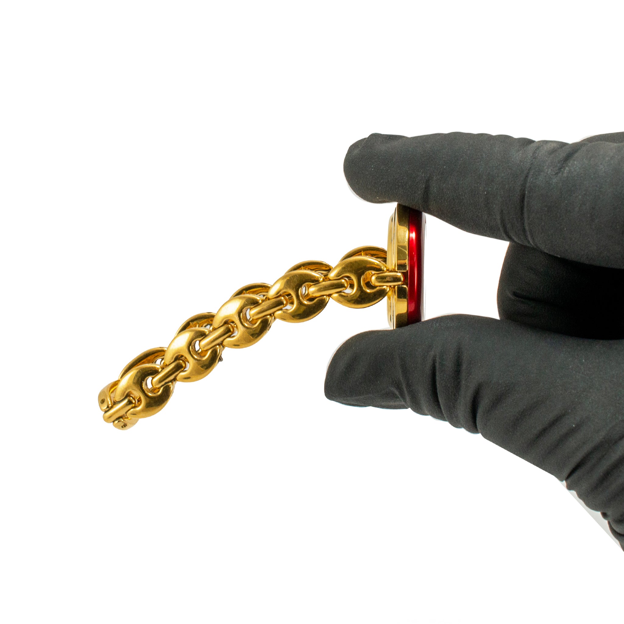 Ladies Gucci Cherry Red Bezel 26MM 11/12.2 Gold-Plated Gucci Puff Quartz Watch