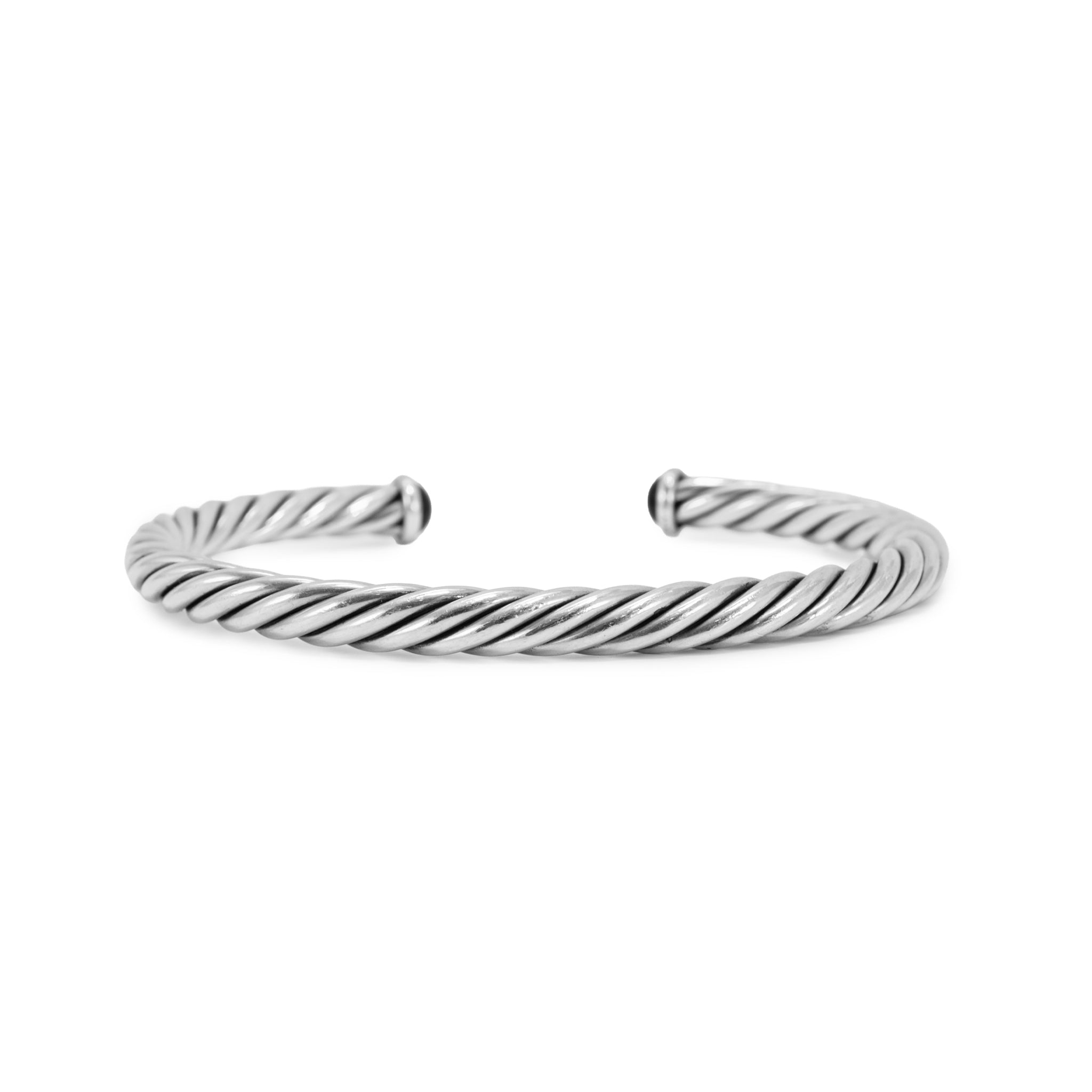Men’s David Yurman 14K Gold & 925 Silver 6MM Onyx Cable Cuff Bangle Bracelet