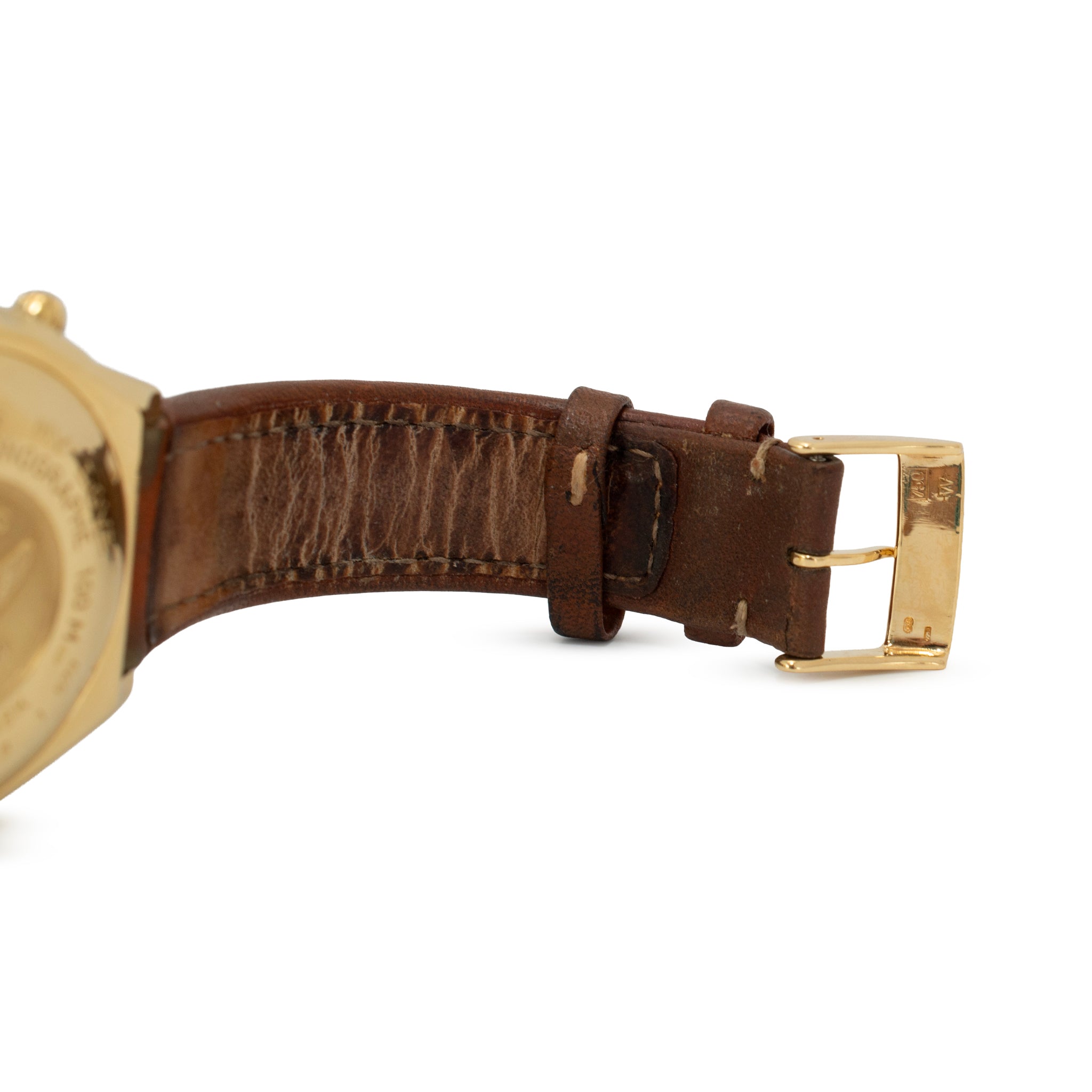 Breitling Chronomat 40MM K13048 18K Yellow Gold Brown White Chronograph Watch