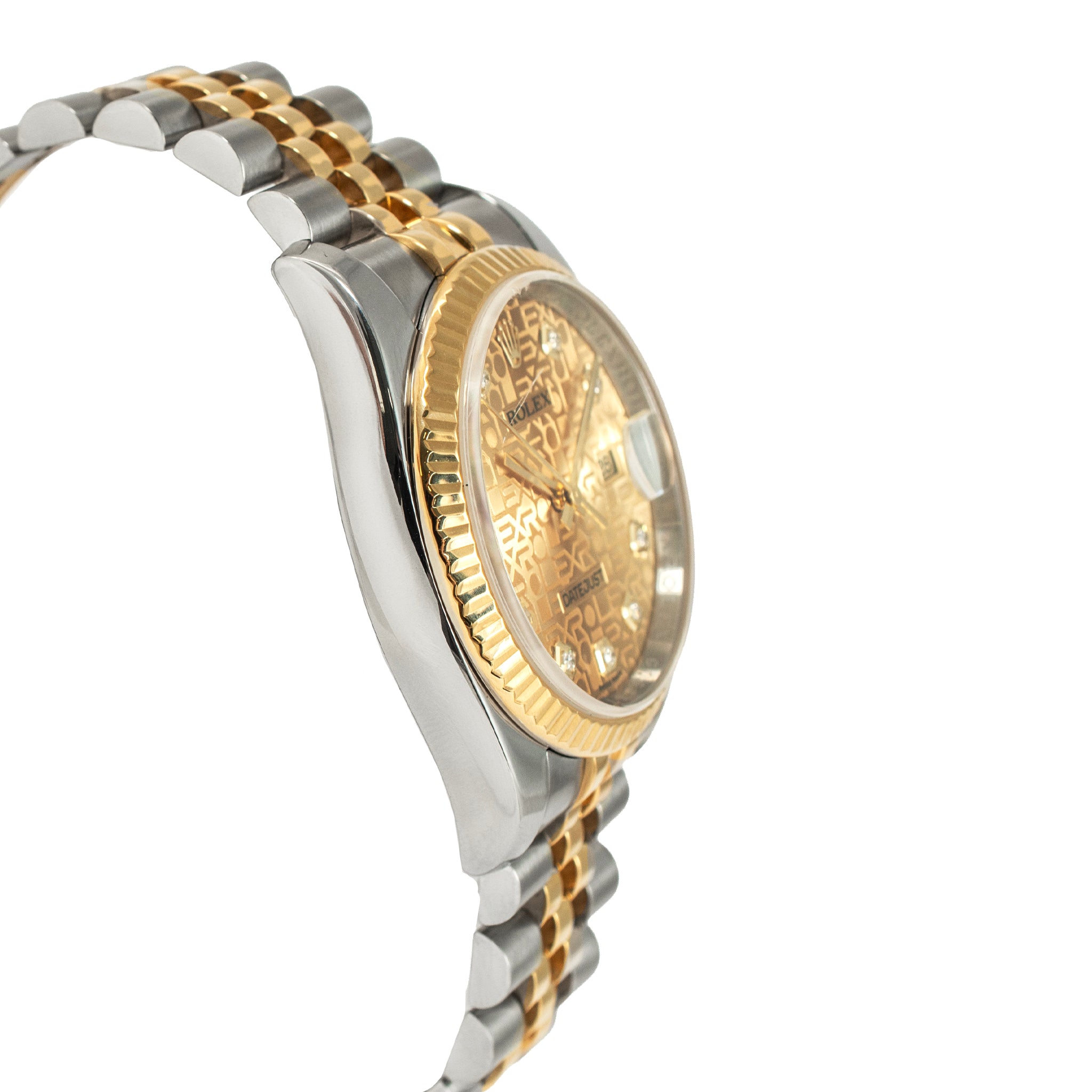 Ladies Rolex Datejust 36MM 116233 Jubilee Diamond Dial Fluted Gold Steel Watch