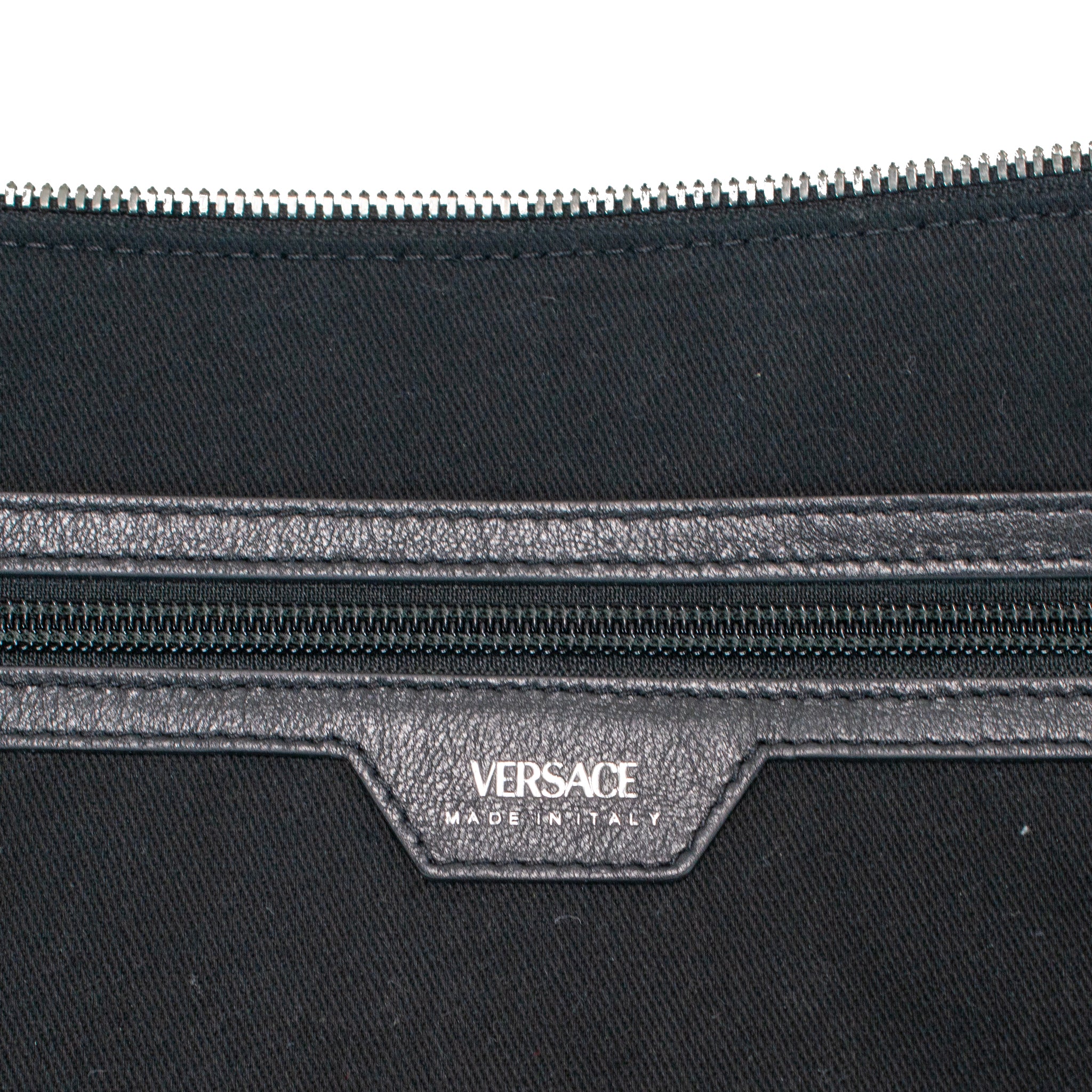 Versace Repeat Large Hobo Black Leather Silver Hardware Shoulder Bag