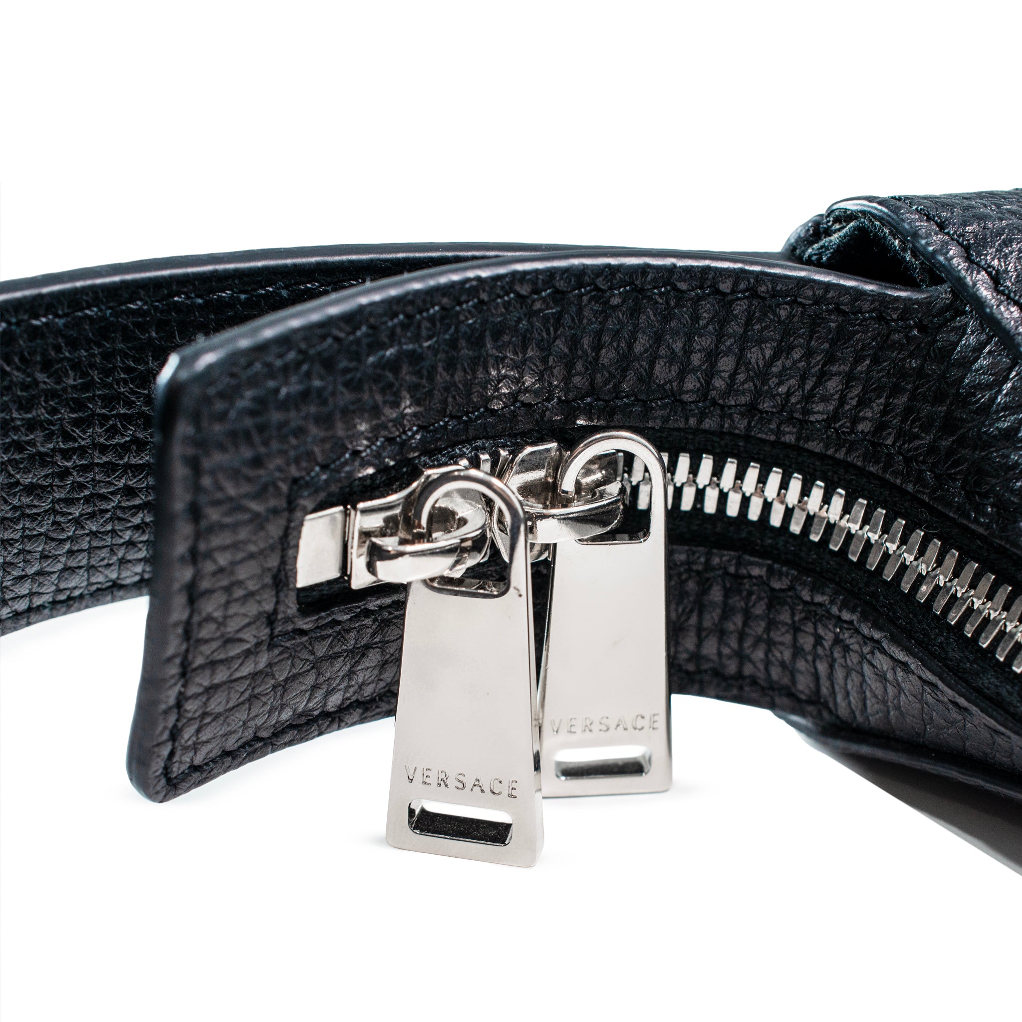 Versace Repeat Large Hobo Black Leather Silver Hardware Shoulder Bag