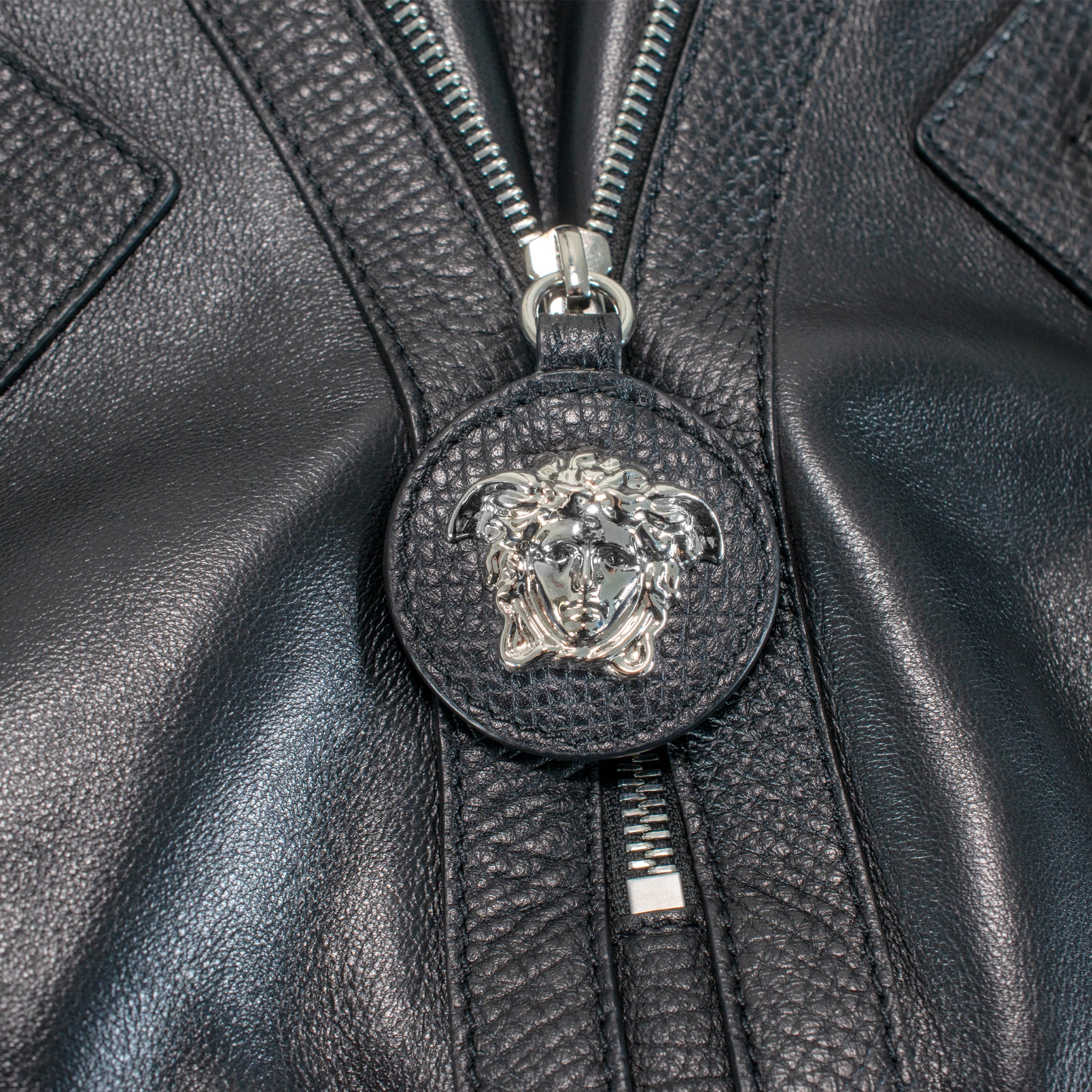 Versace Repeat Large Hobo Black Leather Silver Hardware Shoulder Bag