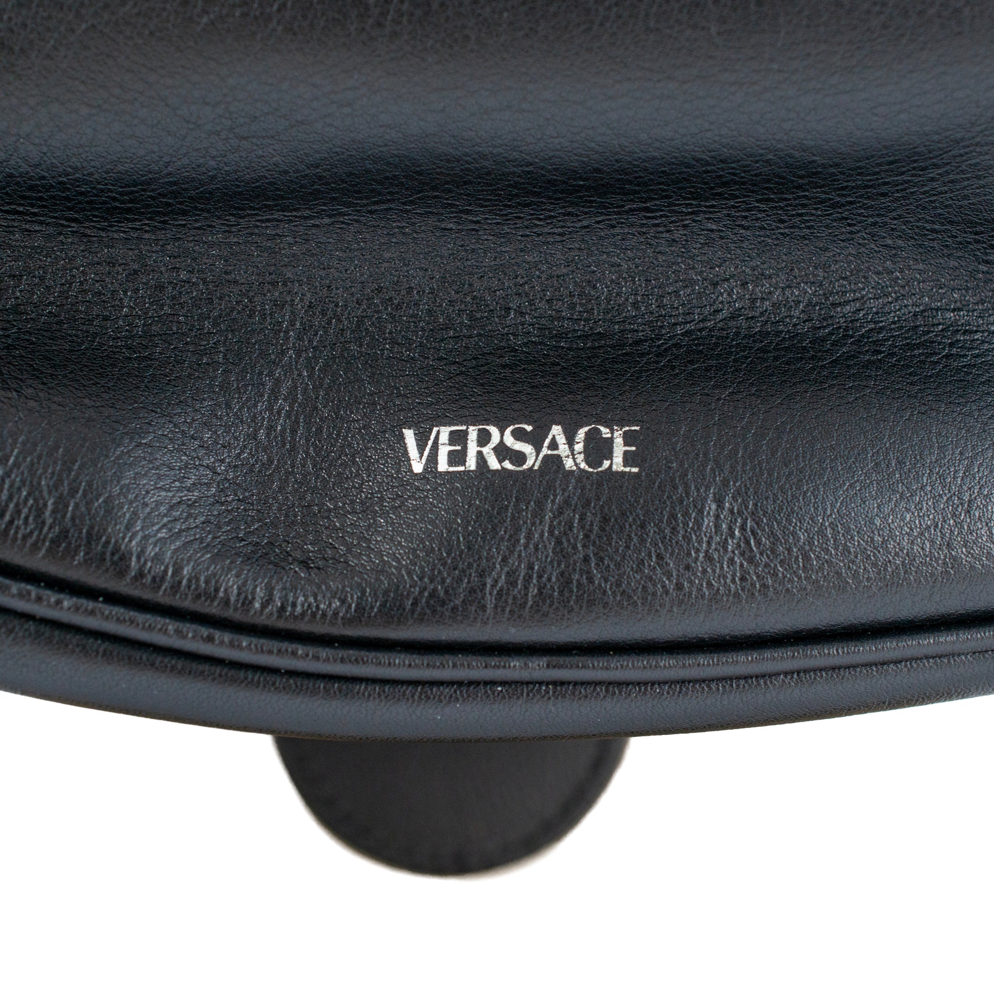 Versace Repeat Hobo Medium Black Leather Silver Hardware Shoulder Bag
