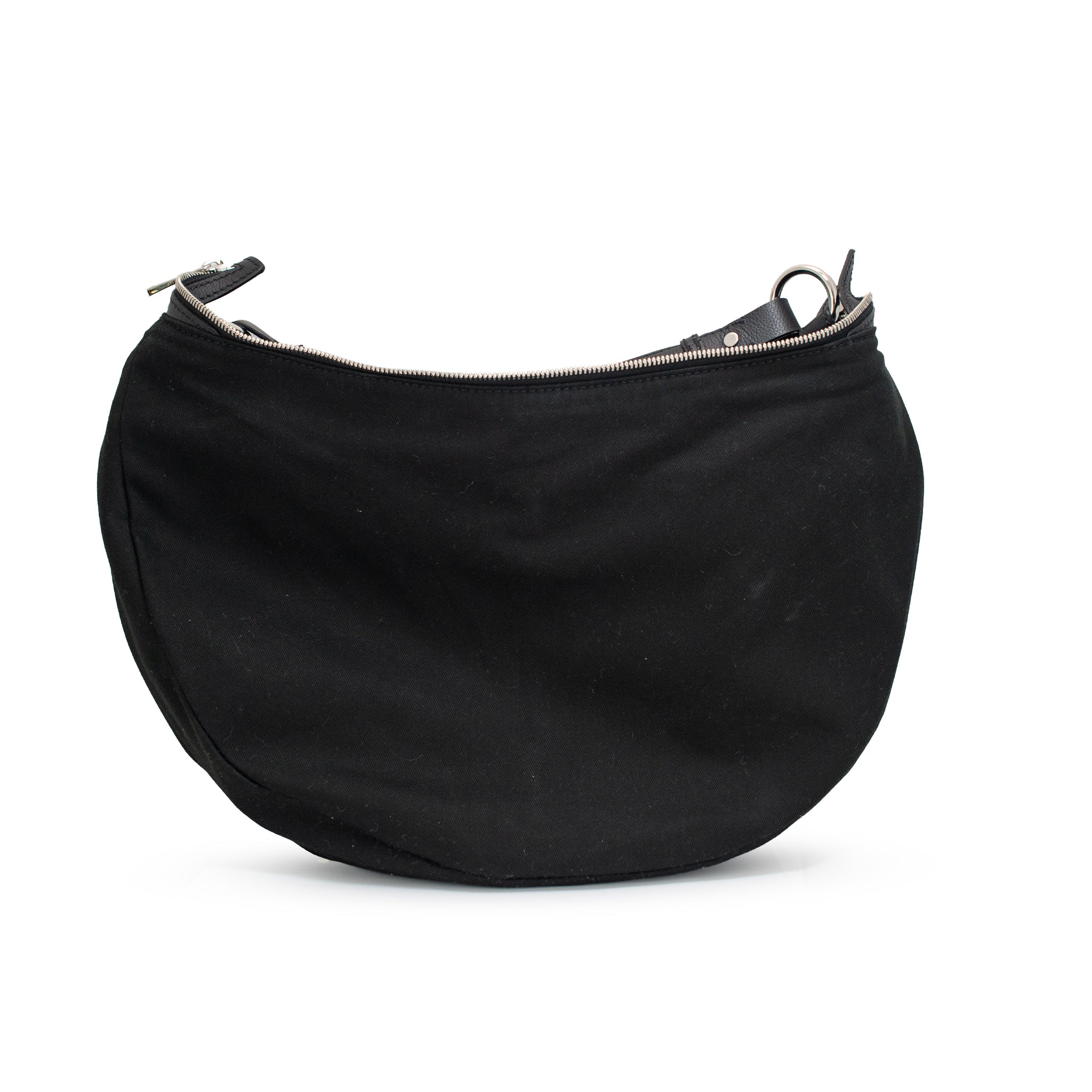 Versace Repeat Hobo Medium Black Leather Silver Hardware Shoulder Bag