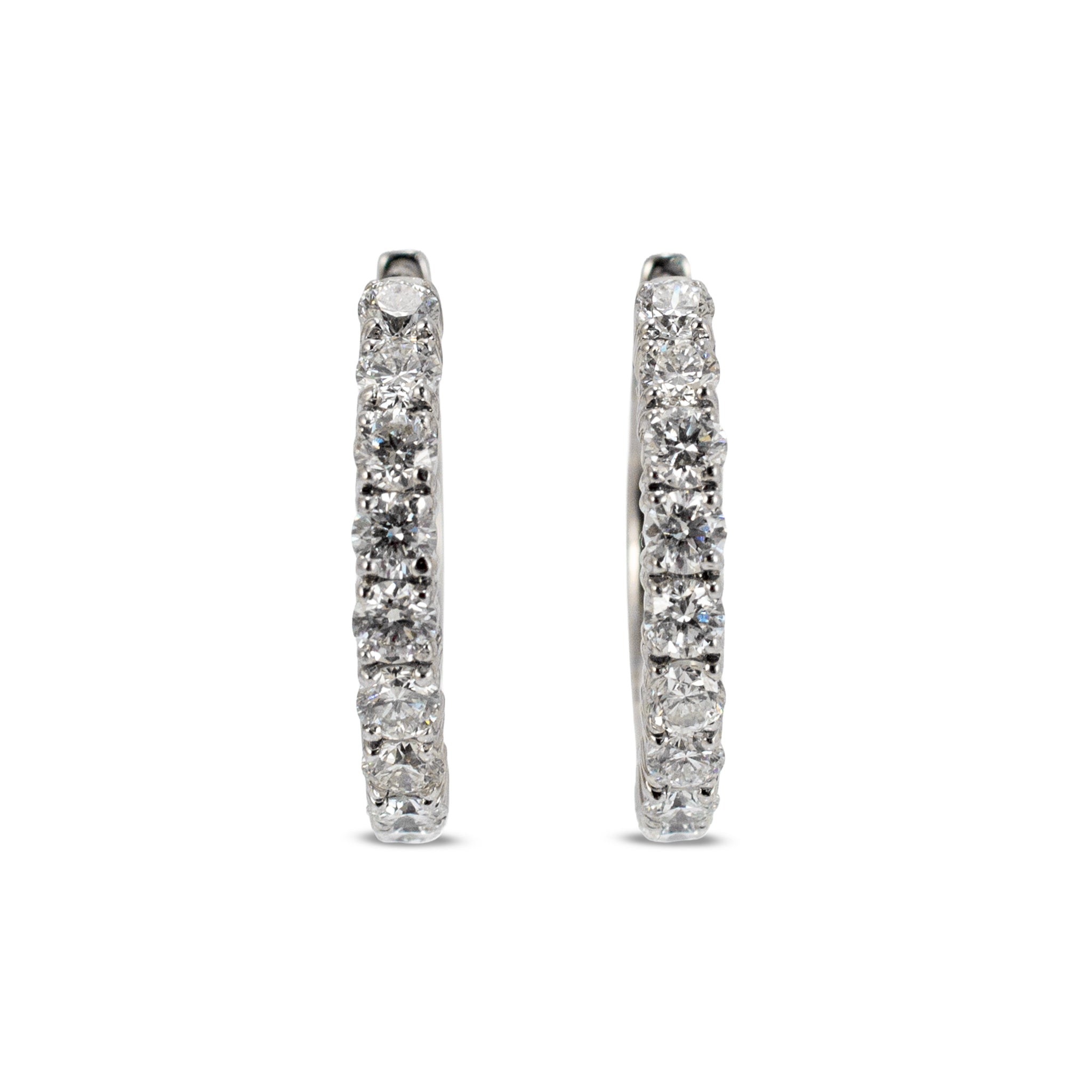 Ladies 14K White Gold 0.97ct Lab Grown Diamond Hoops Earrings