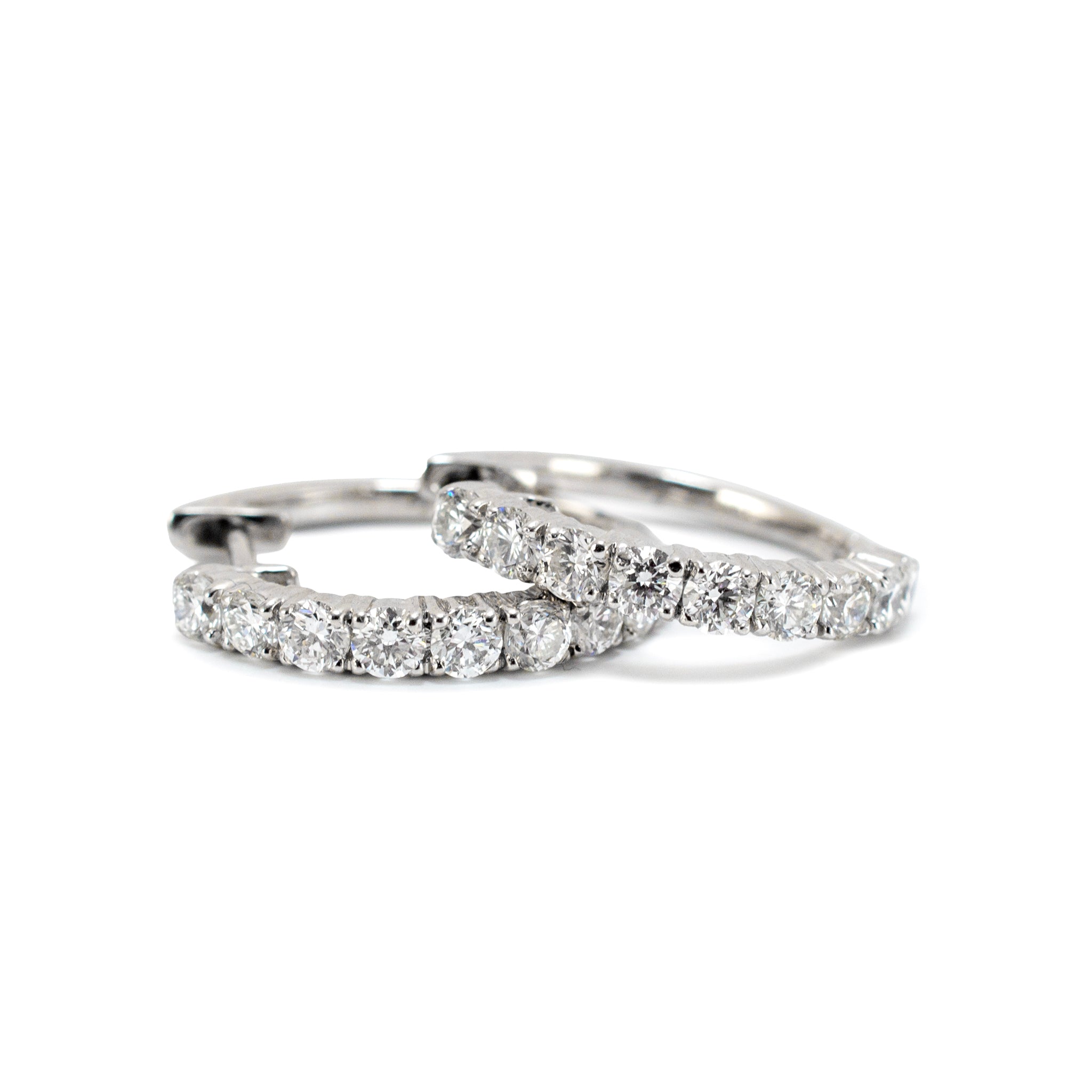 Ladies 14K White Gold 0.97ct Lab Grown Diamond Hoops Earrings