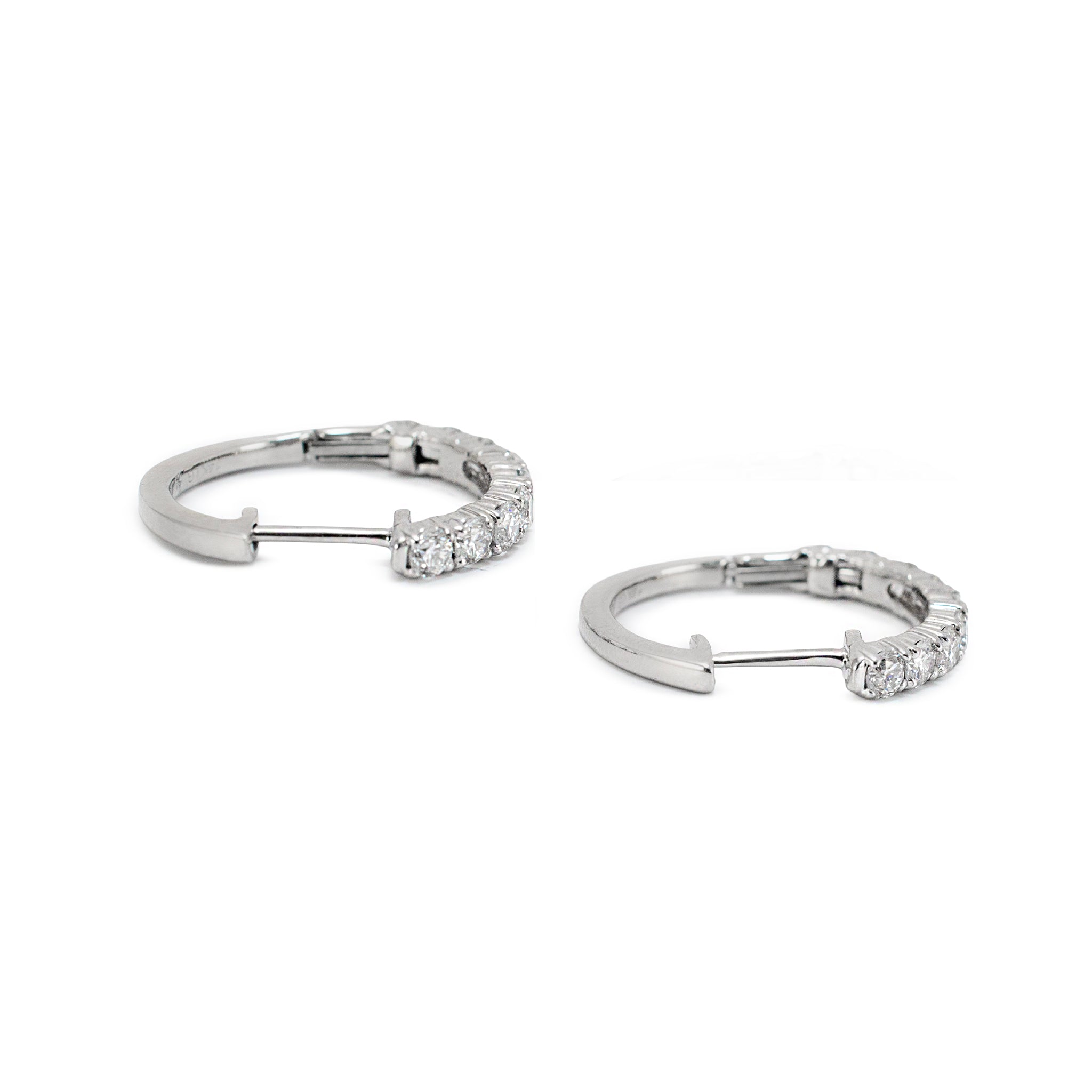 Ladies 14K White Gold 0.97ct Lab Grown Diamond Hoops Earrings