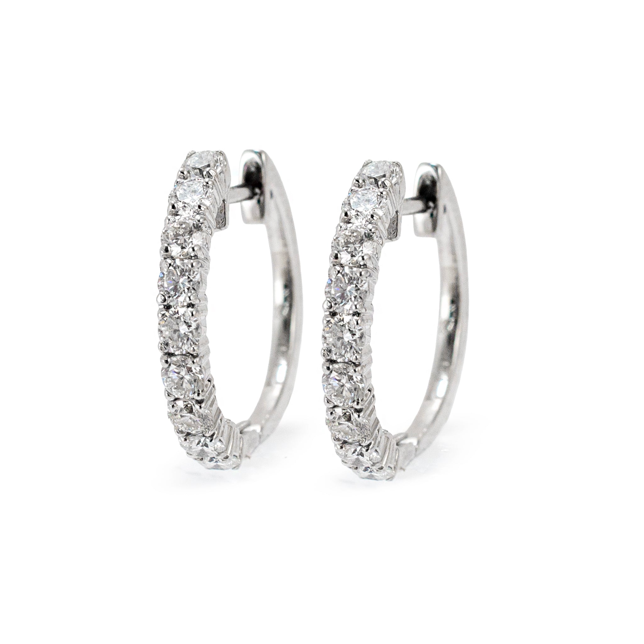 Ladies 14K White Gold 0.97ct Lab Grown Diamond Hoops Earrings