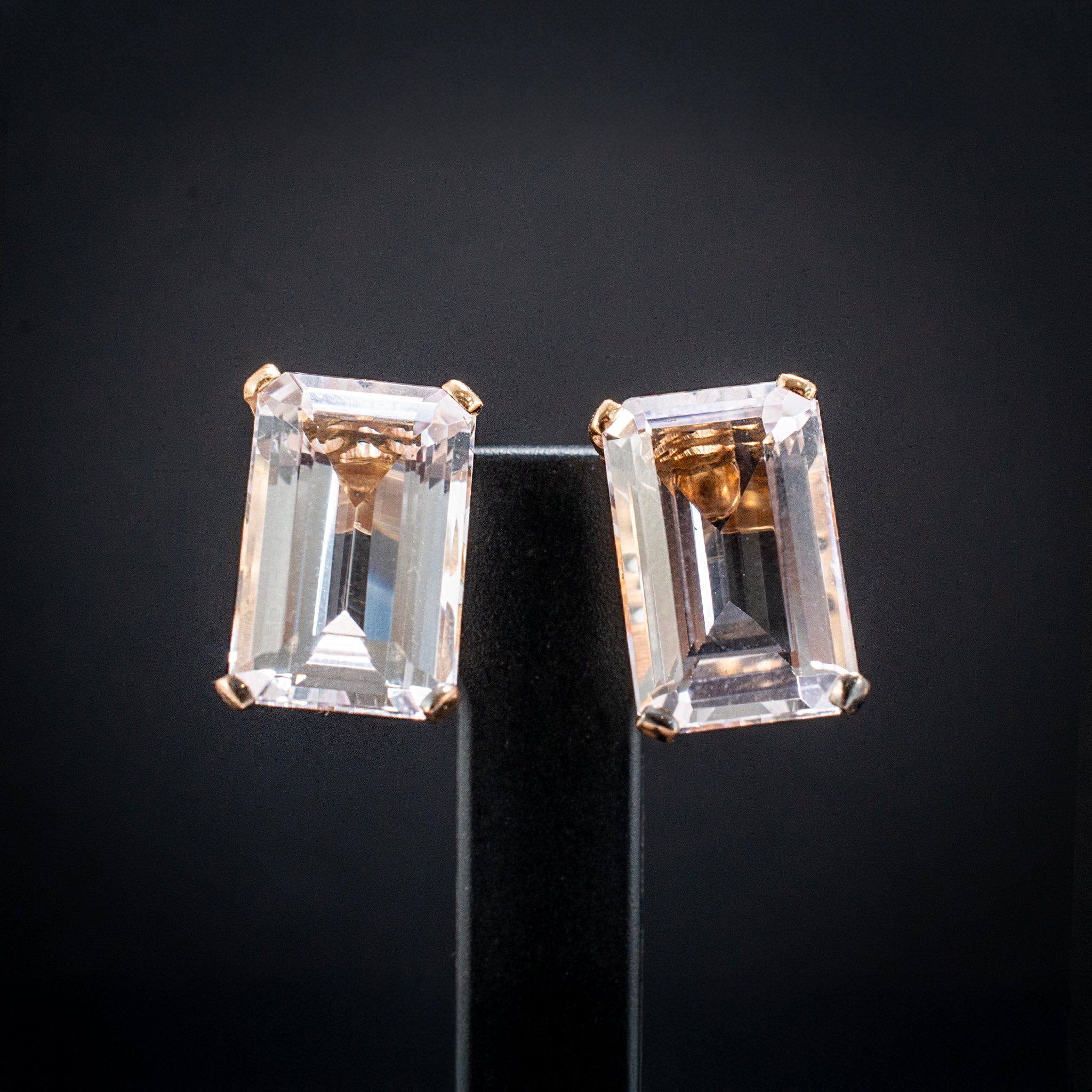 18K Yellow 6.21G Vintage Clip Jewelry Earrings Gems ½"