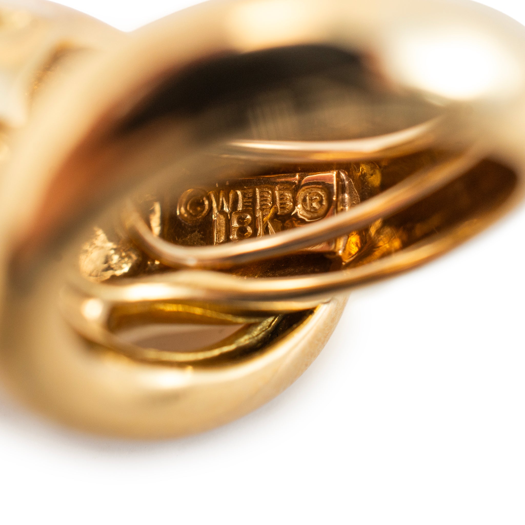 Vintage David Webb 18K Yellow Gold Emerald Eyes Panther Cocktail Ring