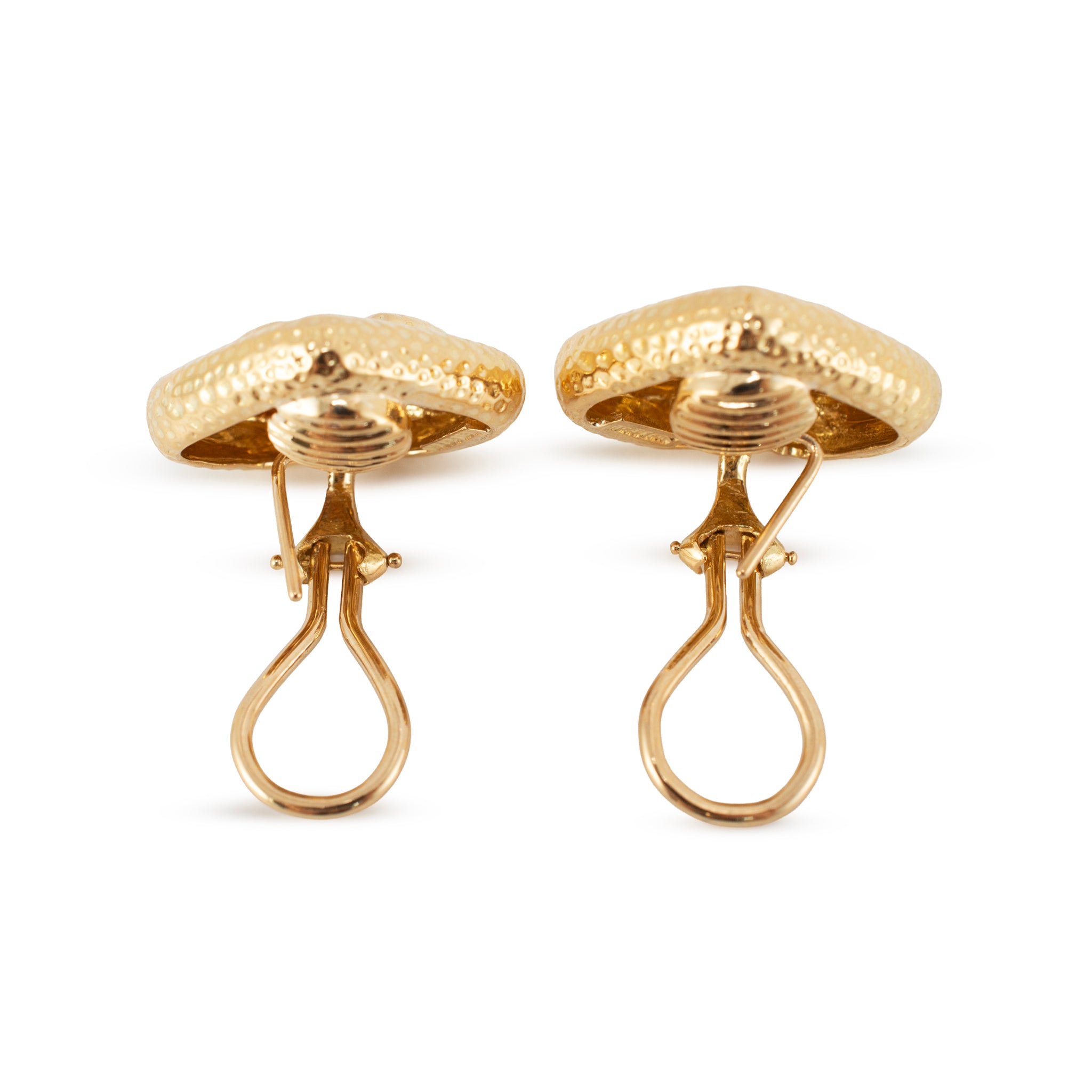 Vintage David Webb 18K Yellow Gold Hammered Clip on Earrings