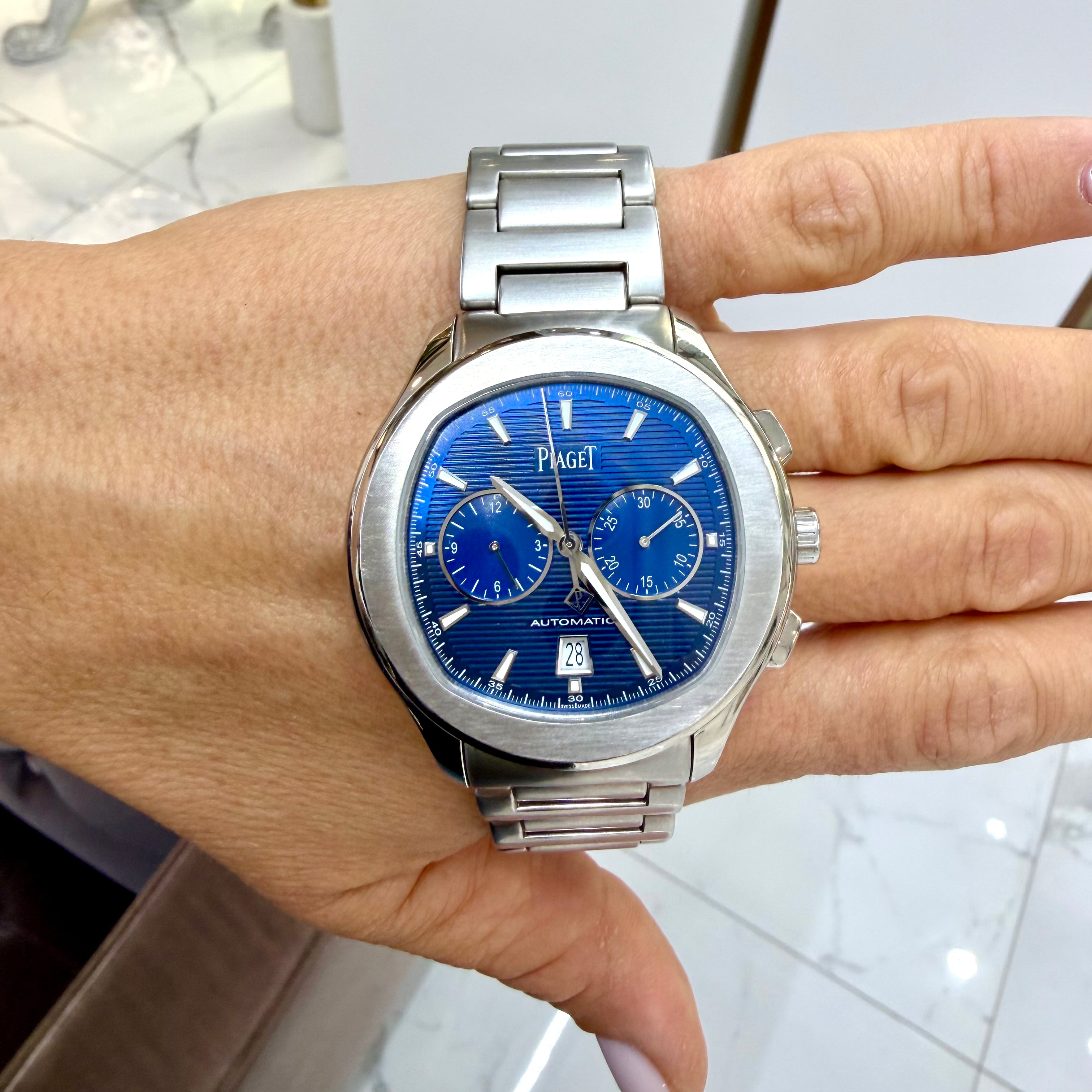 Piaget Polo S Chronograph 42MM g0a41006 Blue Dial Stainless Steel Watch