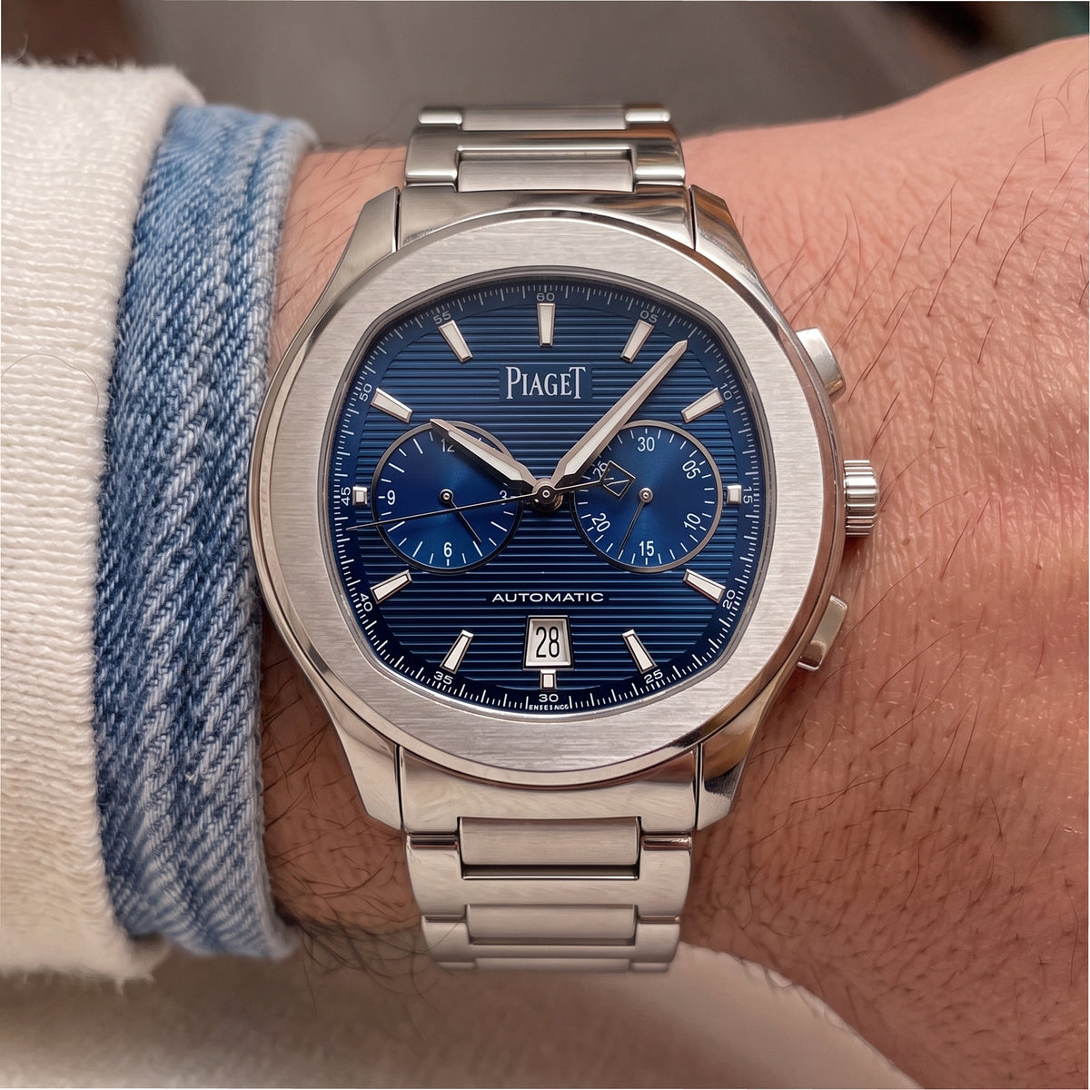 Piaget Polo S Chronograph 42MM g0a41006 Blue Dial Stainless Steel Watch
