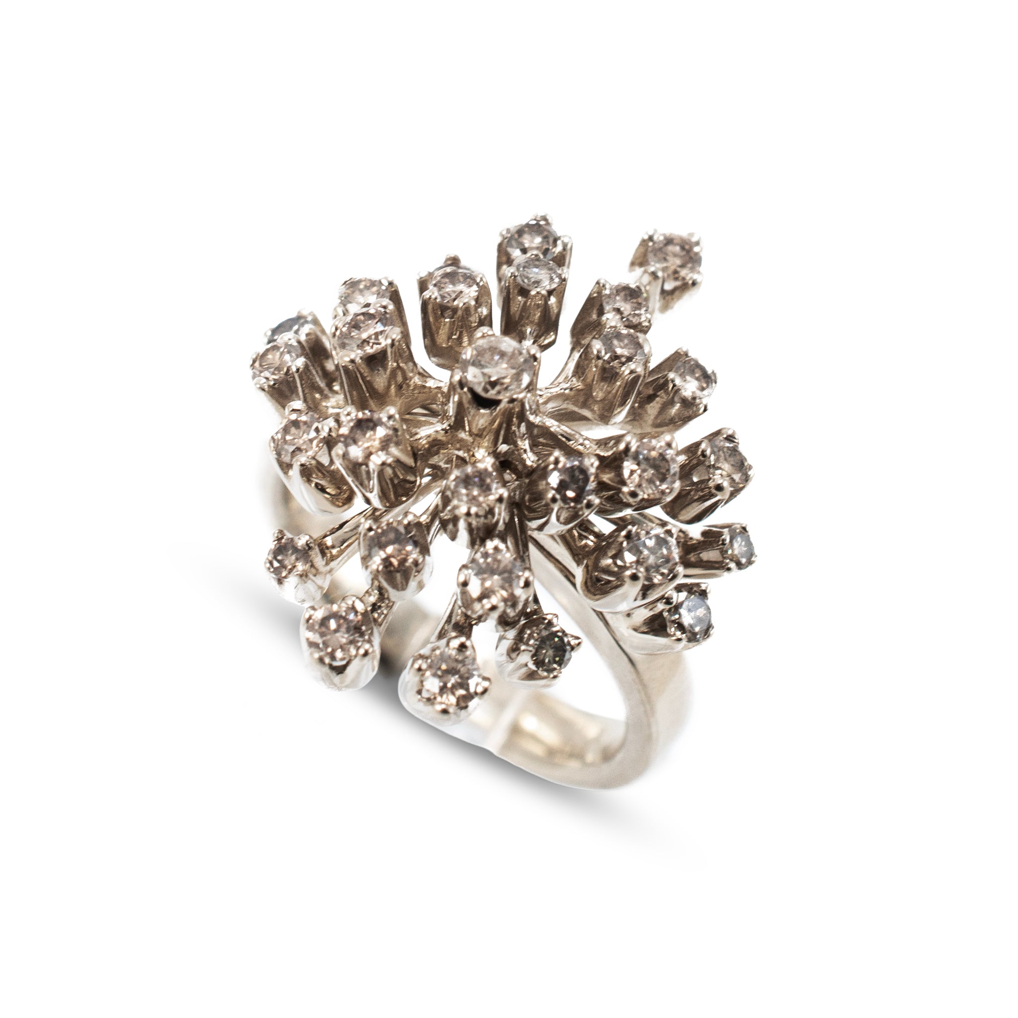 H.Stern Snow Flake 18K Noble Gold 1.23ct Diamond Rose Pink Gold Cocktail Ring
