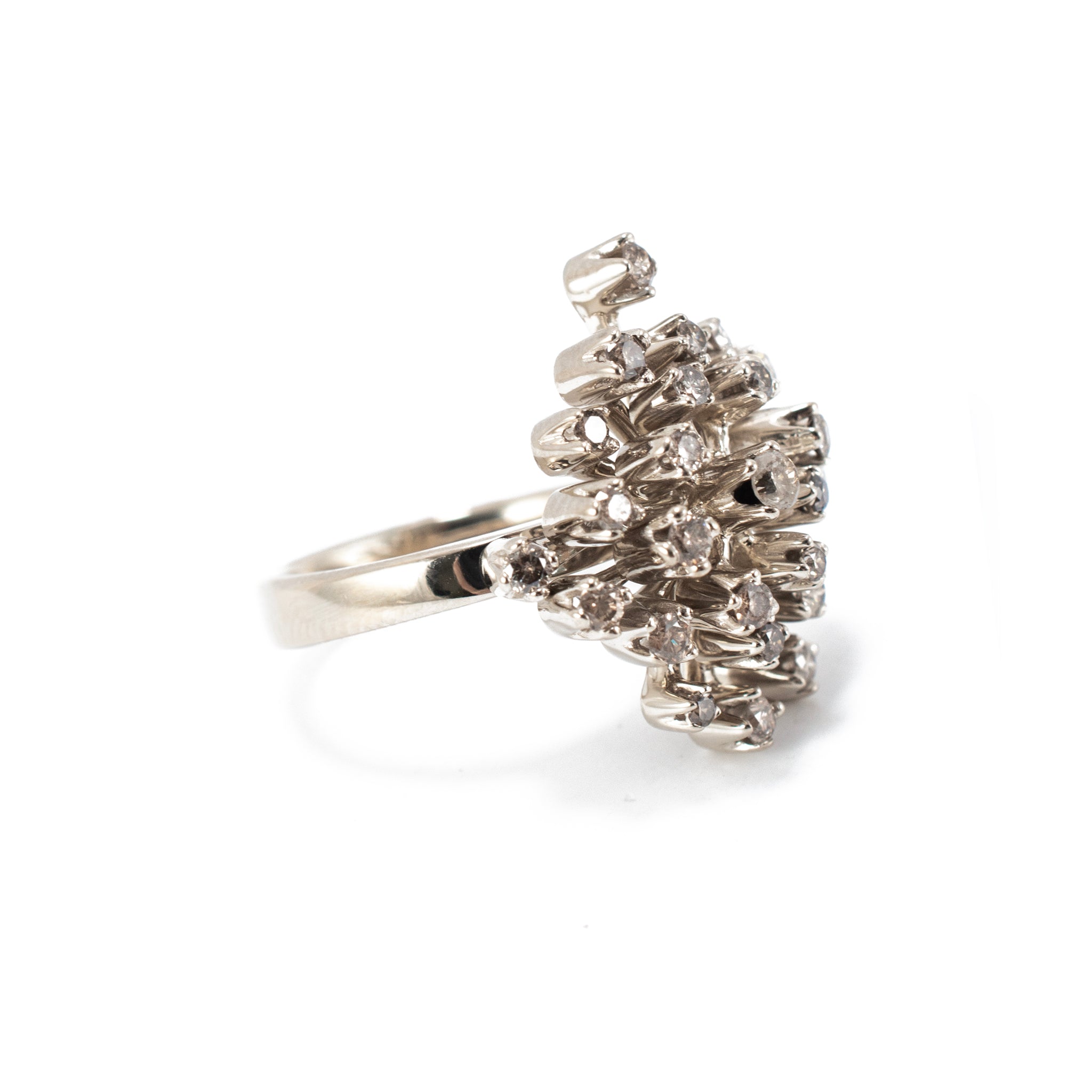 H.Stern Snow Flake 18K Noble Gold 1.23ct Diamond Rose Pink Gold Cocktail Ring