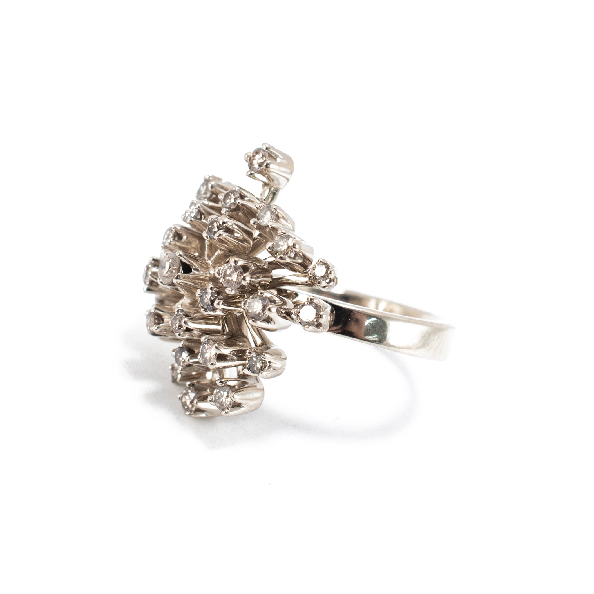 H.Stern Snow Flake 18K Noble Gold 1.23ct Diamond Rose Pink Gold Cocktail Ring