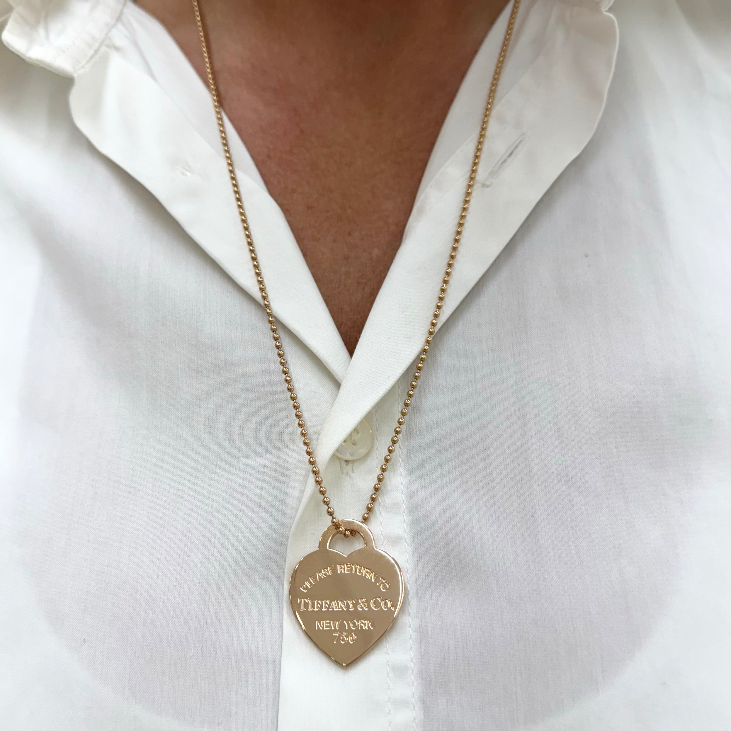 Tiffany & Co. Return to Tiffany Large Heart Tag 18K Rose Gold Pendant Necklace
