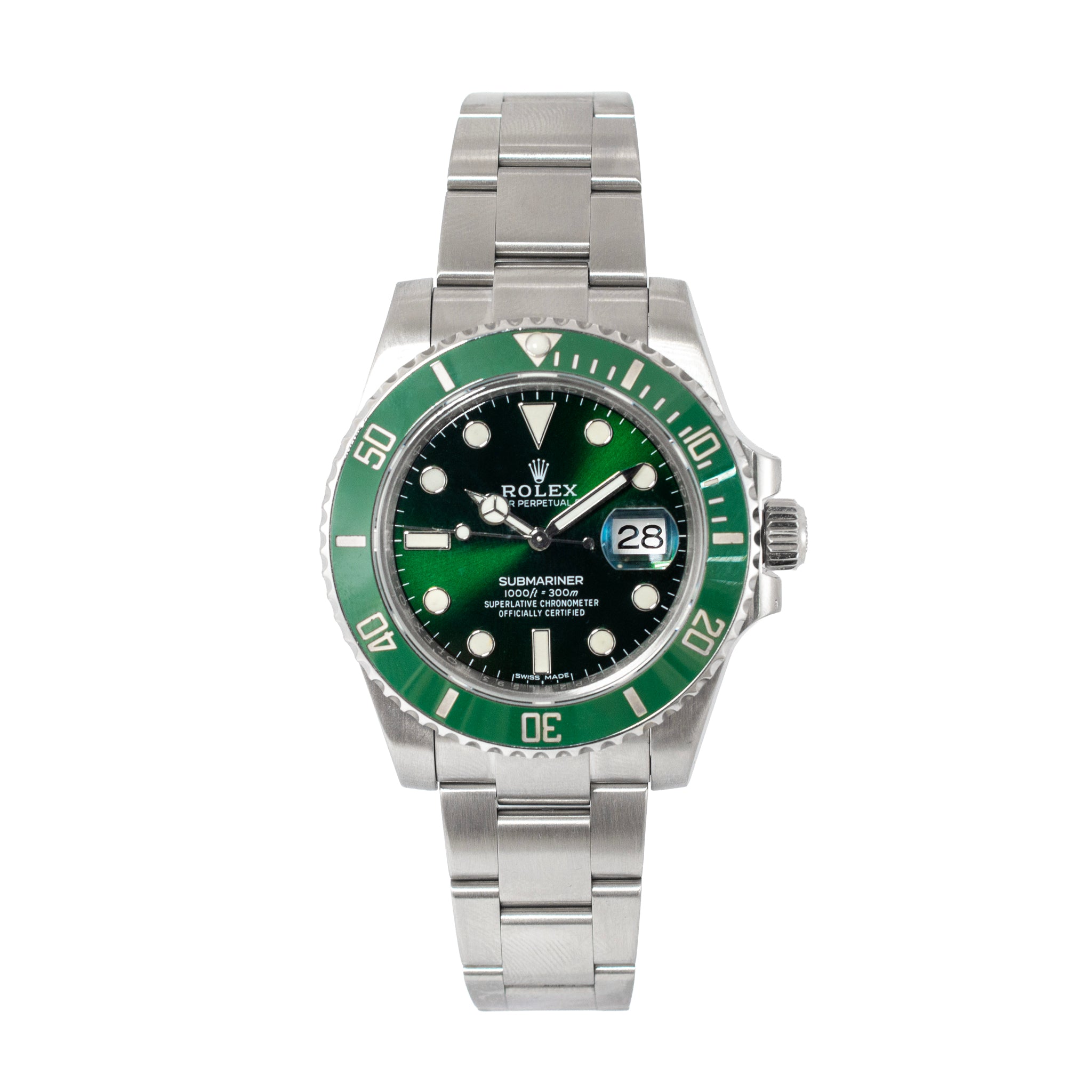 Rolex Submariner Date 40MM 116610LV Hulk Green Dial Oyster Ceramic Steel Watch