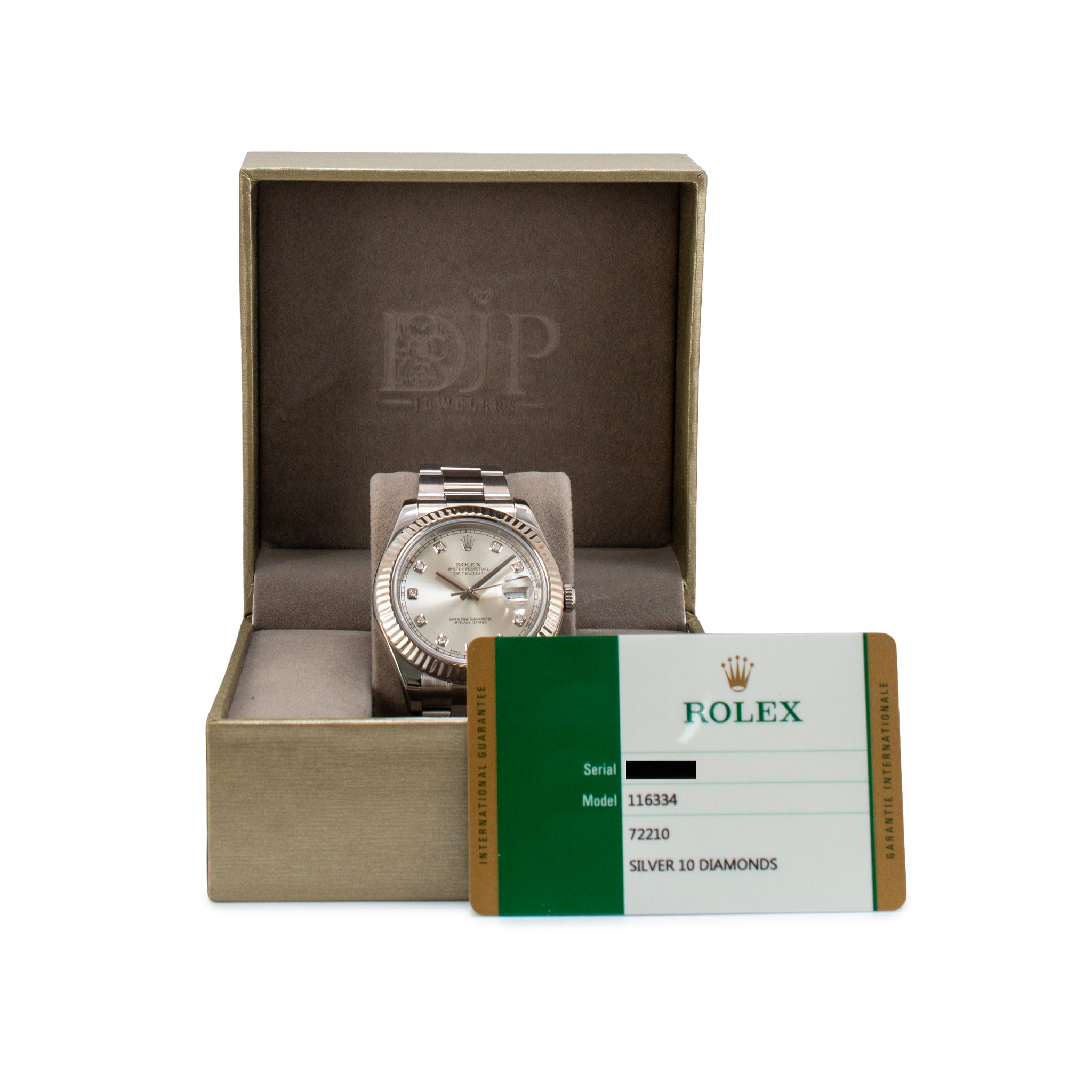 Rolex Datejust 41MM 116334 Fluted Oyster Silver Diamond Dial Steel Watch