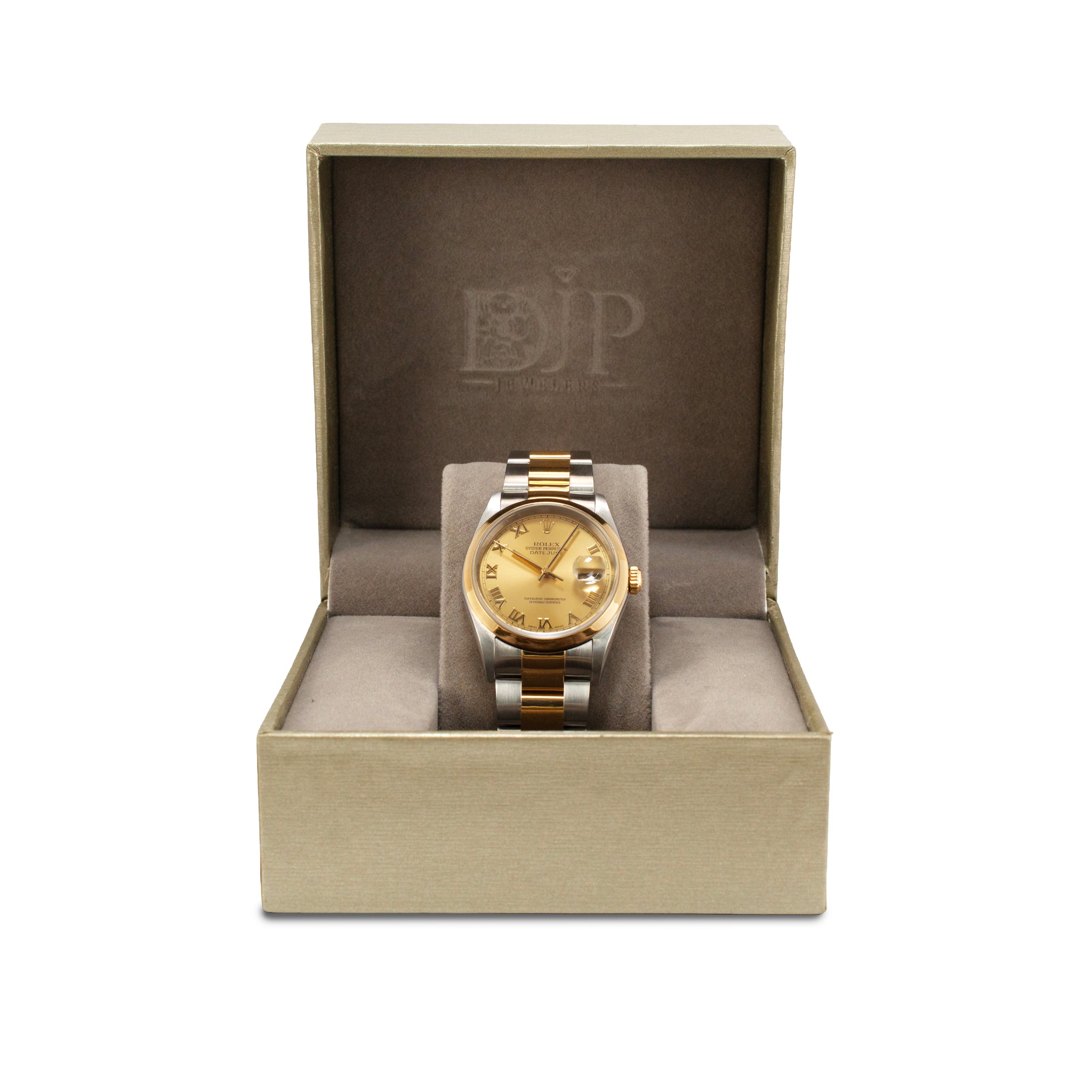 Rolex Datejust 36MM 16203 Champagne Roman Two Tone Oyster Gold Steel Watch