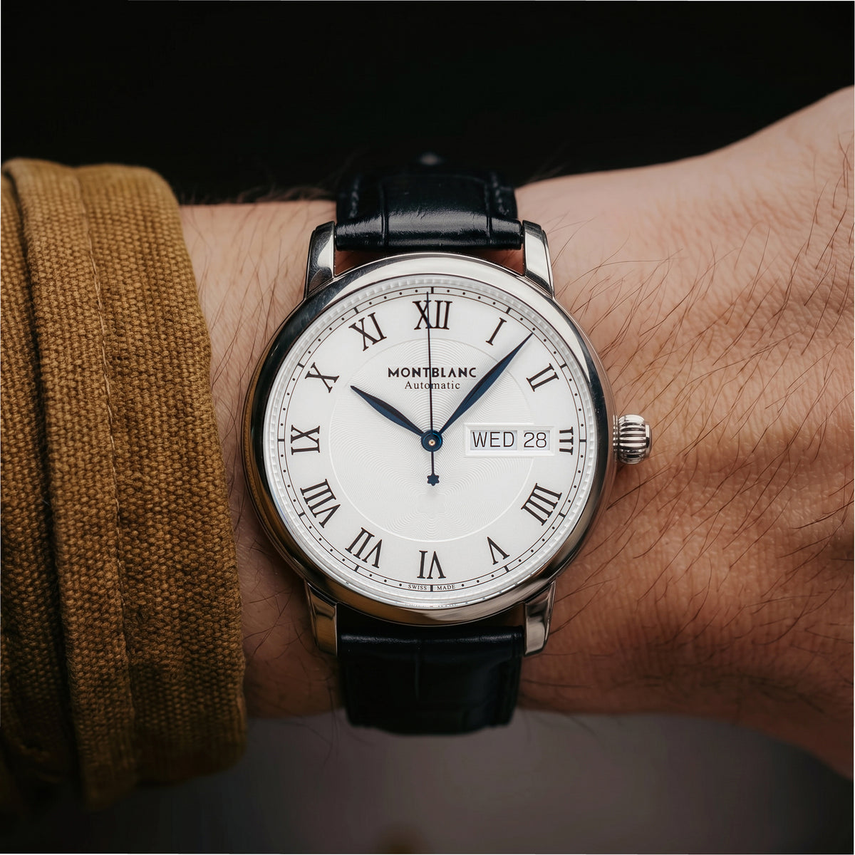 Montblanc Star Legacy 39MM 128686 White Dial Day Date Steel Automatic Watch