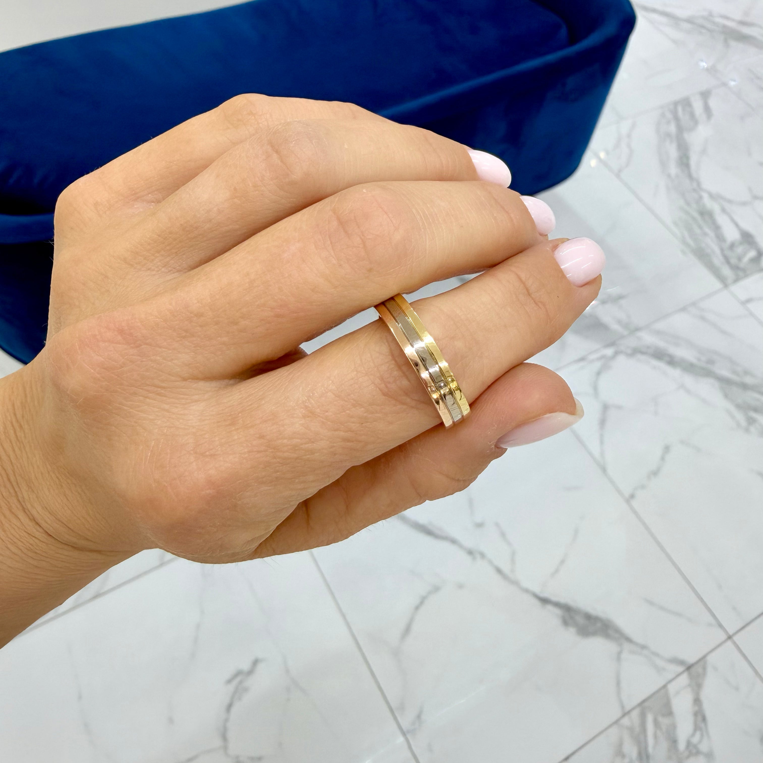 Men’s Cartier Vendome Louis Cartier 18K Tri Color 4.8 MM Wedding Band Ring