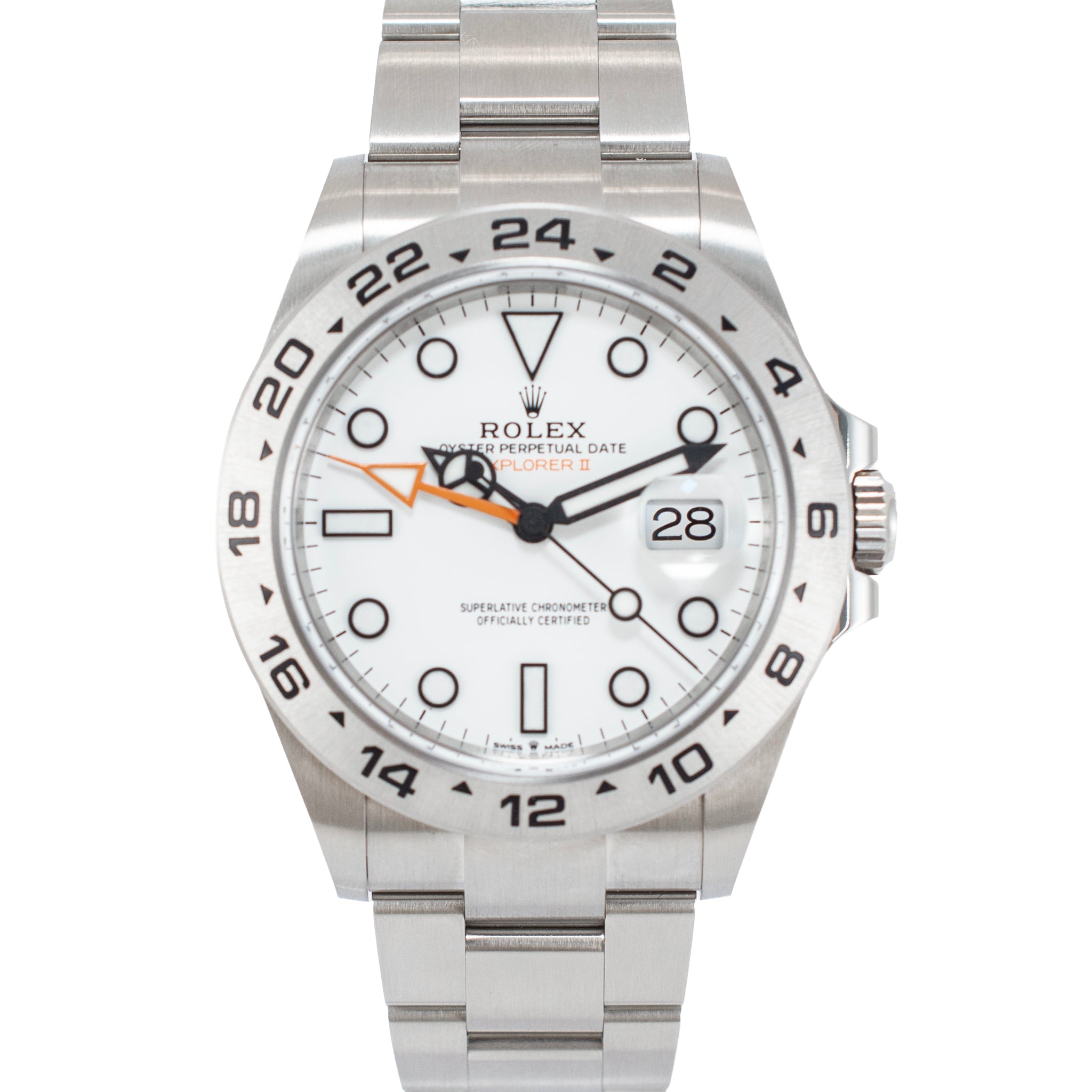 2025 Rolex Explorer II 42MM 226570 White Orange Polar Dial Oyster Steel Watch