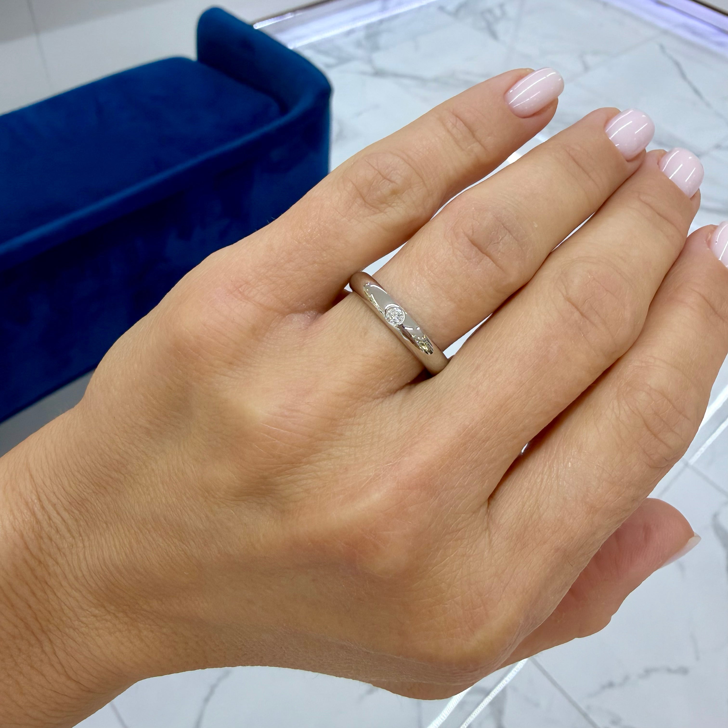 Ladies Cartier 1895 950 Platinum 3.5mm 0.04ct Round Diamond Wedding Band Ring