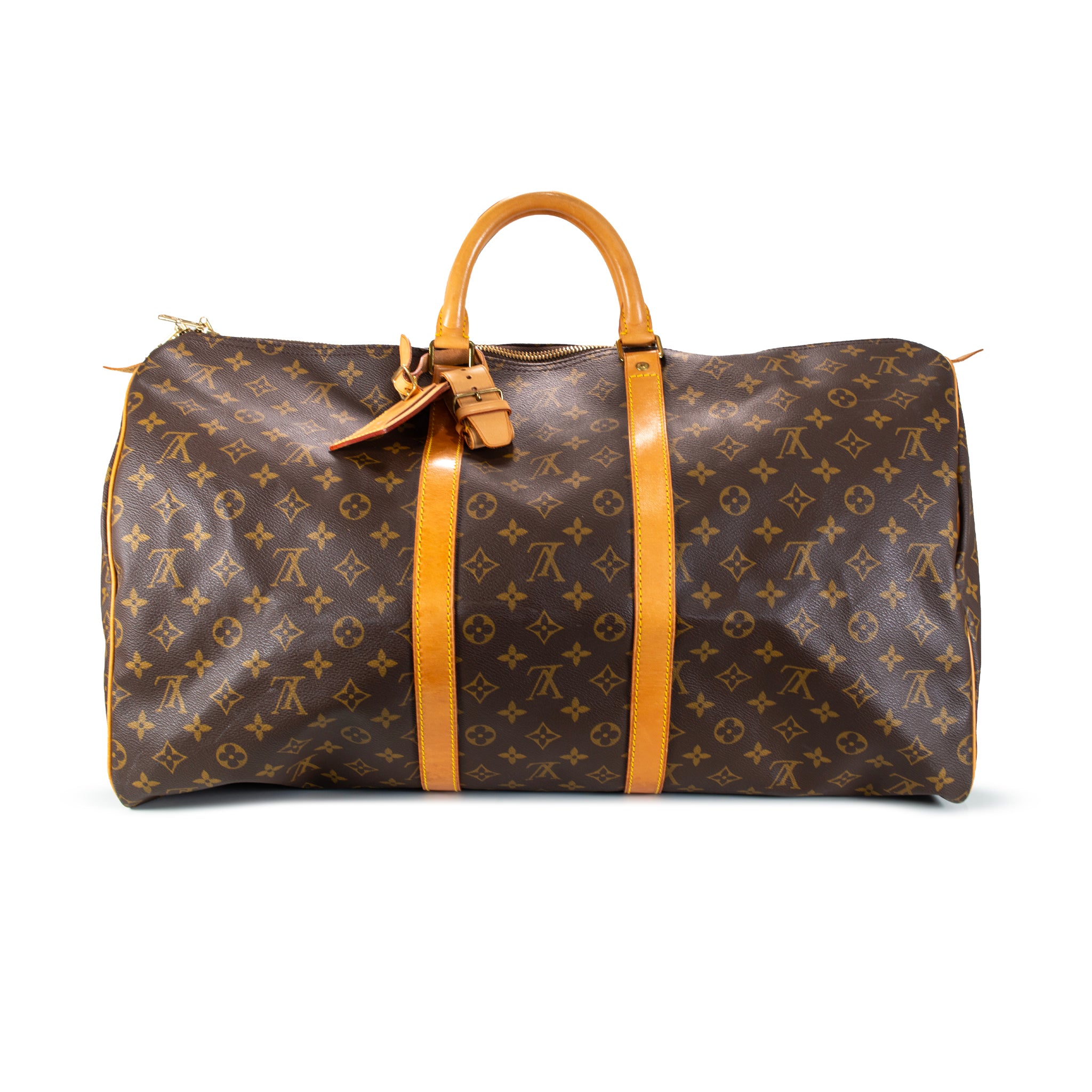 Louis Vuitton Keepall 55 Monogram Leather Top Handle Travel Bag