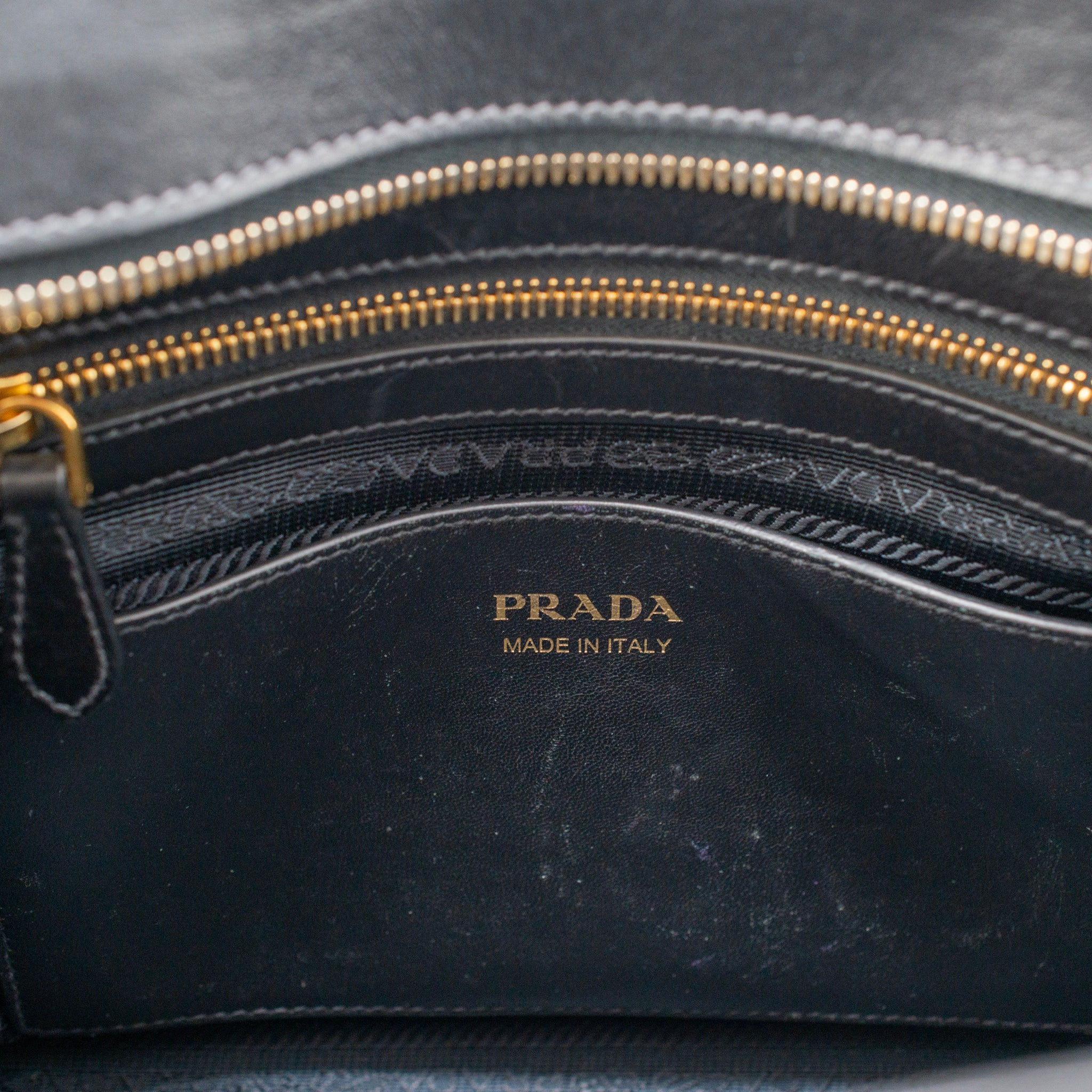 Prada Saffiano City Black Gold Hardware Leather Structured Tote Bag