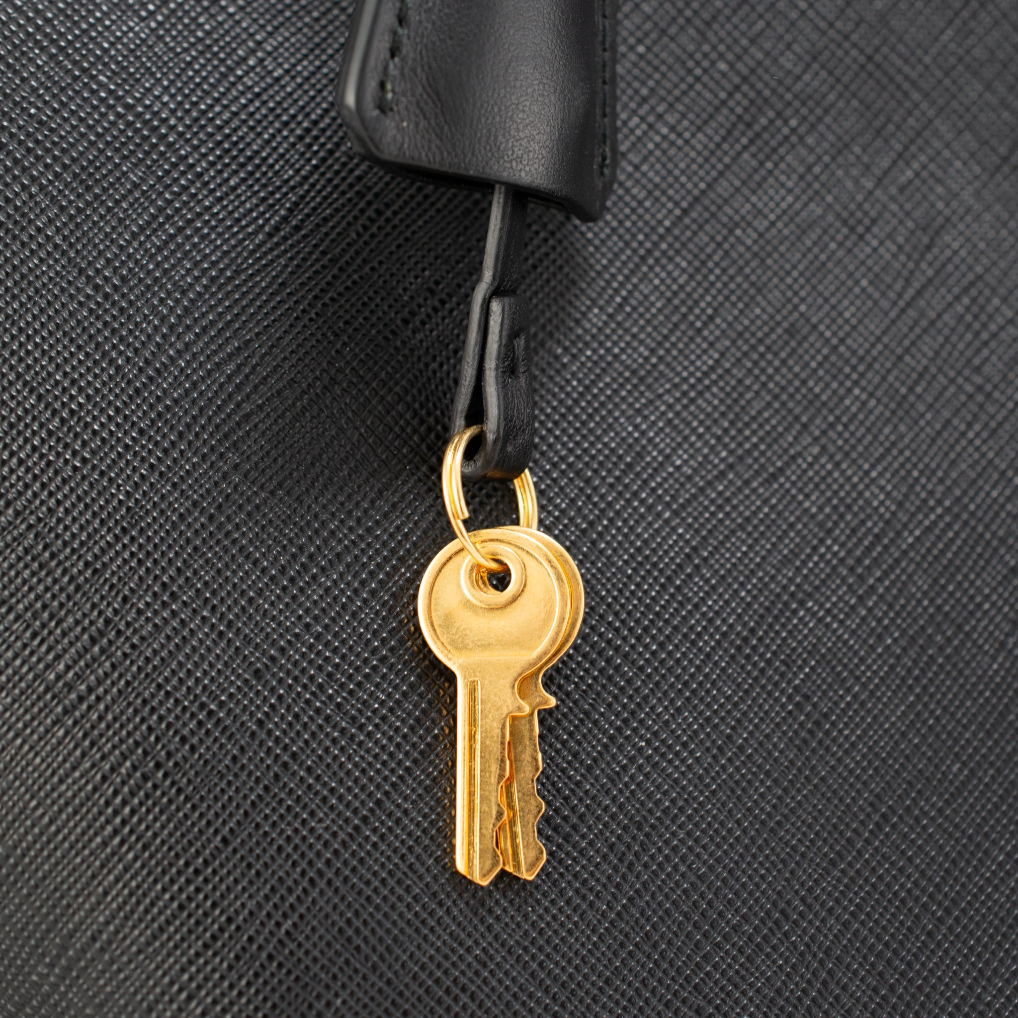 Prada Saffiano City Black Gold Hardware Leather Structured Tote Bag