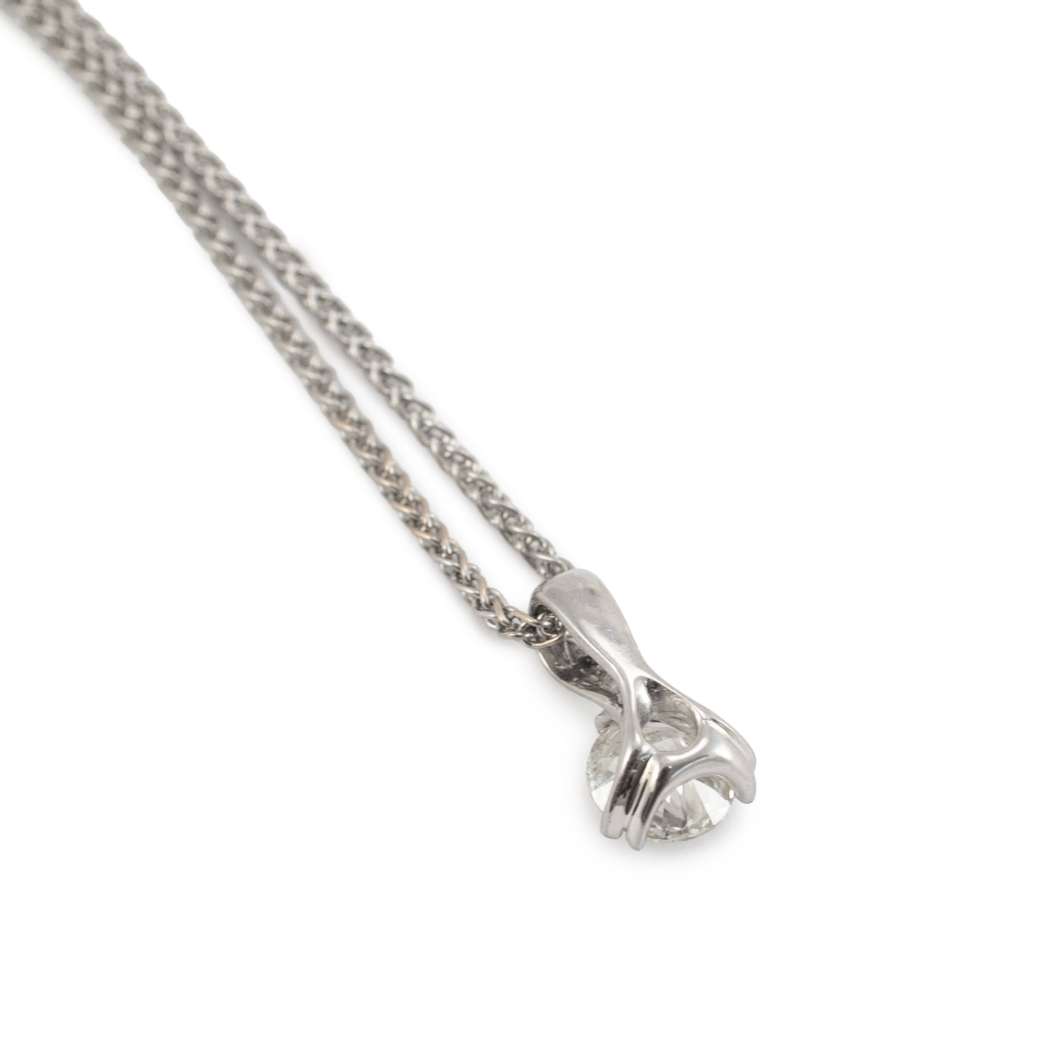 Ladies 18K White and Yellow Gold 0.72ct Round Diamond Solitaire Pendant Necklace