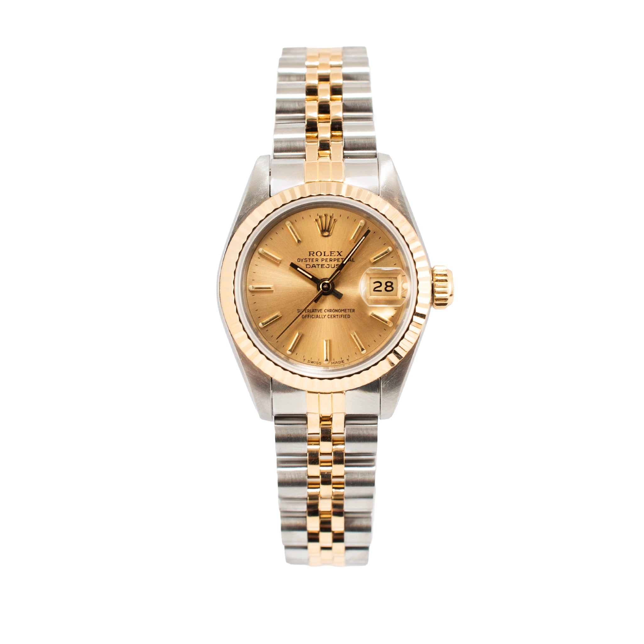 Ladies Rolex Datejust 26MM 69173 Champagne Dial Fluted Jubilee Gold St
