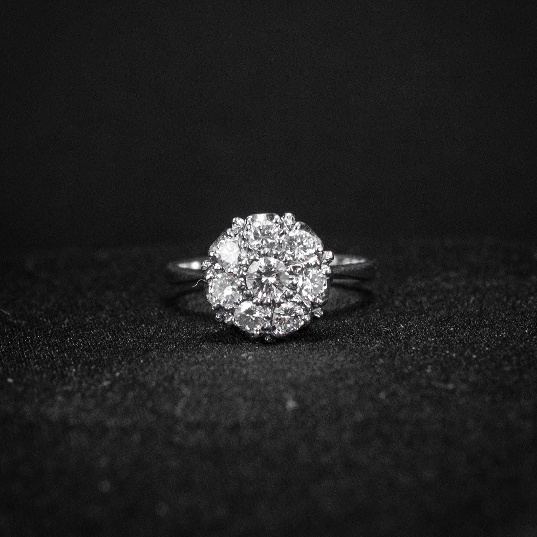 Jewelry Ring W/D Cluster Vintage 4½' 18K White 3.77g 0.5 dctw 0 gctw