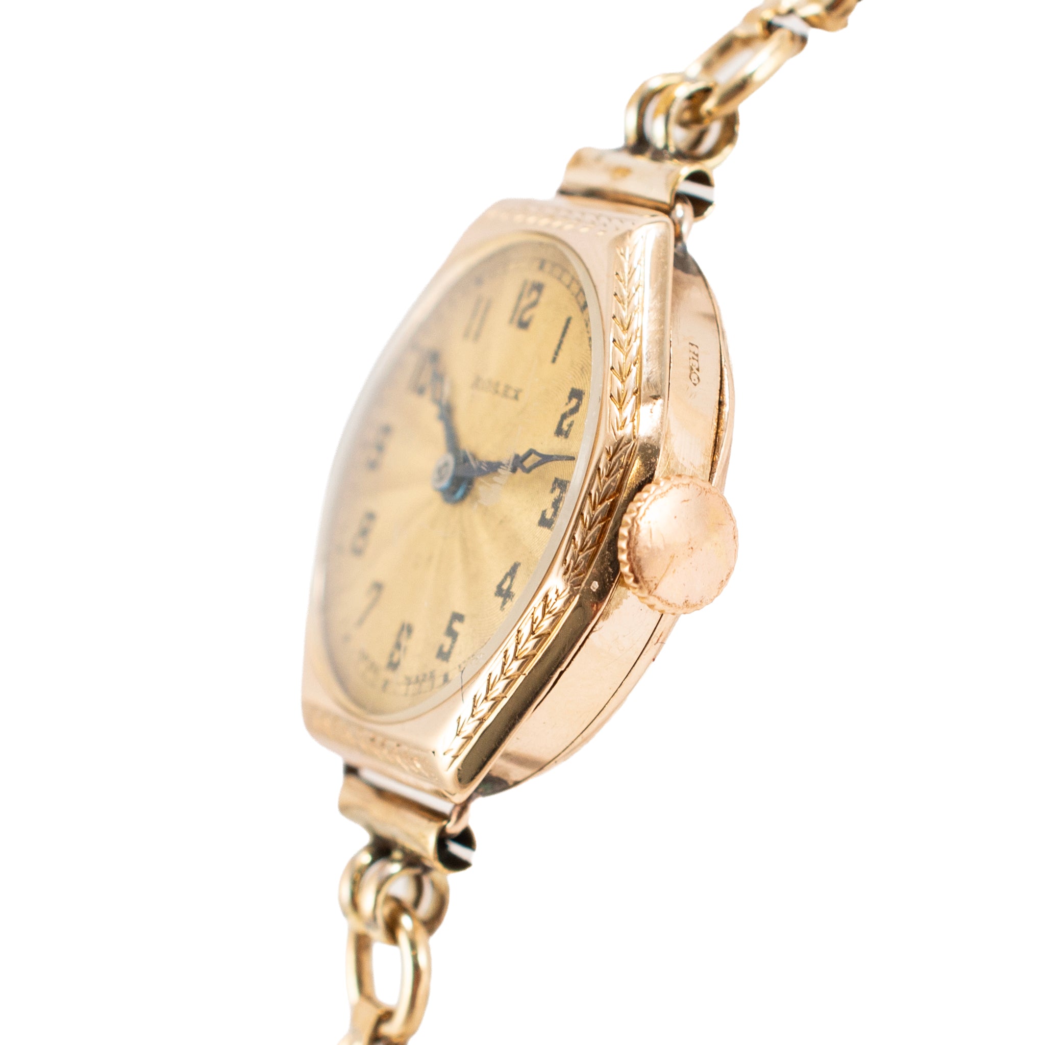 Ladies Antique Art Deco Rolex 9K Gold Telephone Dial Octagonal Vintage Manual Wind Watch