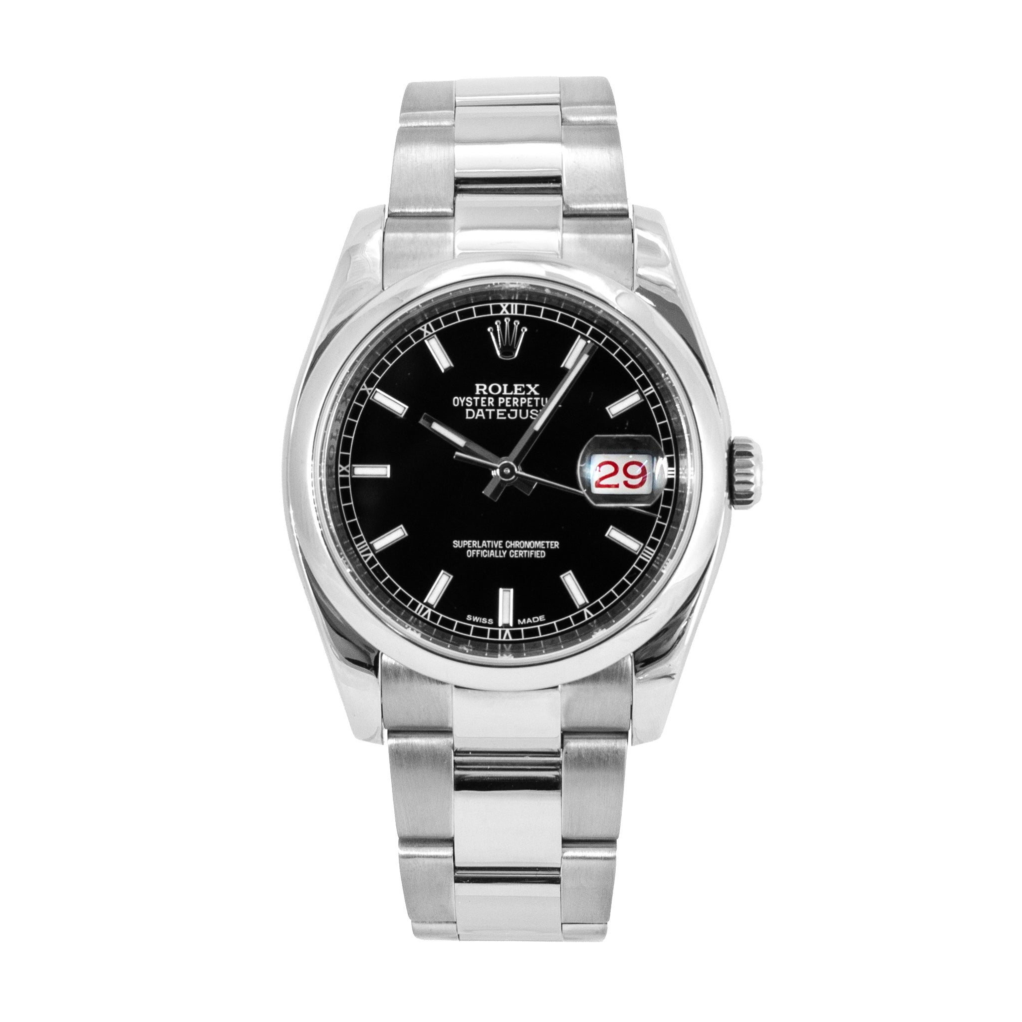 Rolex Datejust 36MM 116200 Black & Red Roulette Oyster Smooth Steel Wa