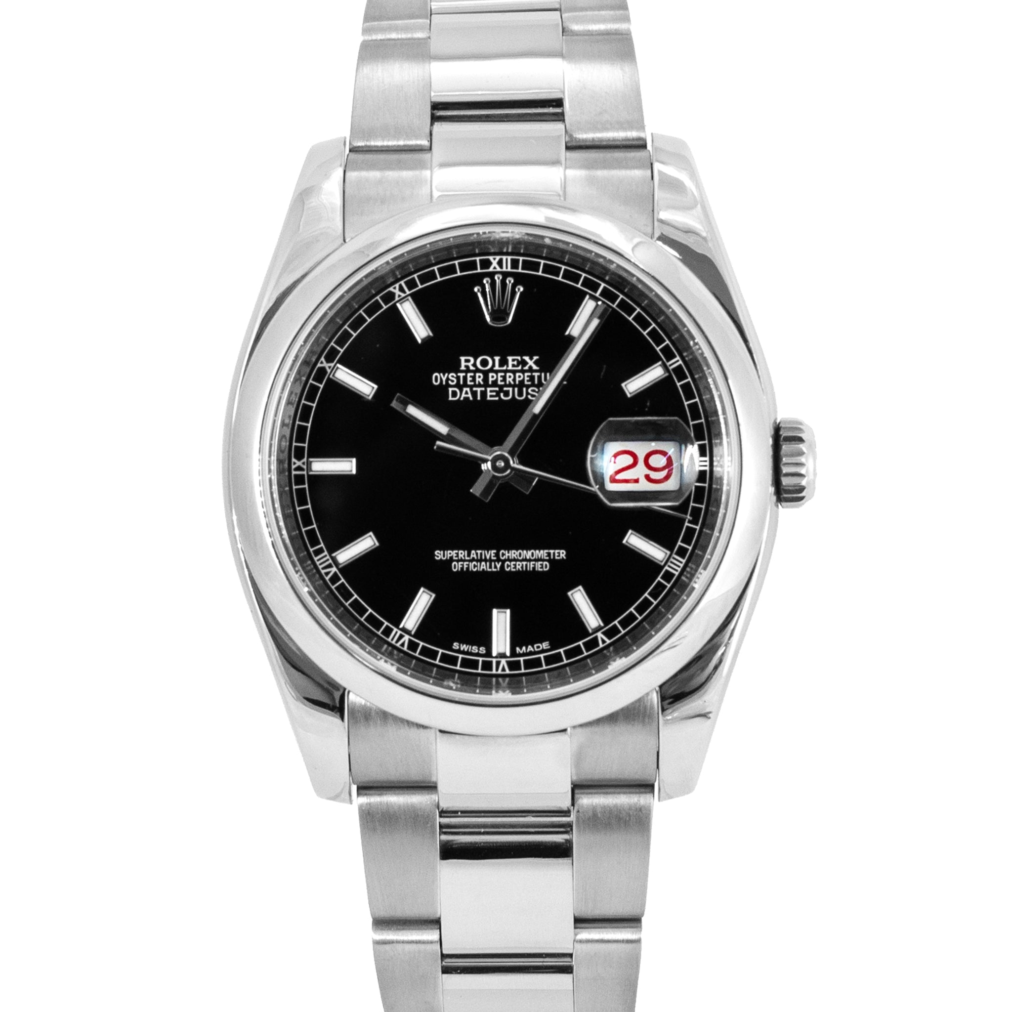 Rolex Datejust 36MM 116200 Black & Red Roulette Oyster Smooth Steel Watch